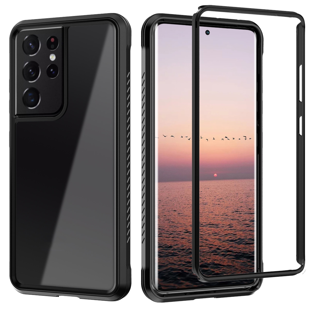 For Samsung Galaxy S21 Ultra 5G C1 2 in 1 Shockproof TPU + PC Protective Case with PET Screen Protector(Black) For Samsung Galaxy S21 Ultra 5G C1 2 in 1 Shockproof TPU + PC Protective Case with PET Screen Protector(Black)
