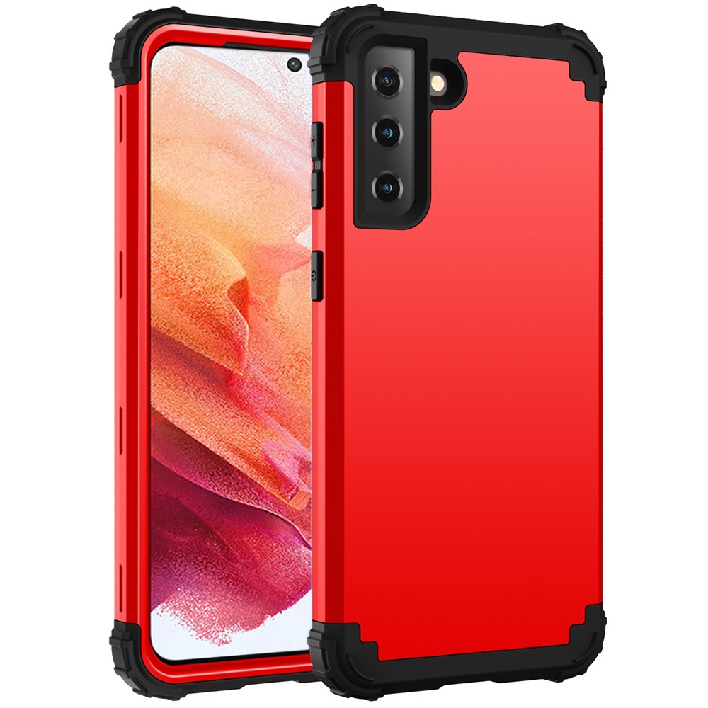 For Samsung Galaxy S21 5G 3 in 1 Shockproof PC + Silicone Protective Case(Red + Black) For Samsung Galaxy S21 5G 3 in 1 Shockproof PC + Silicone Protective Case(Red + Black)