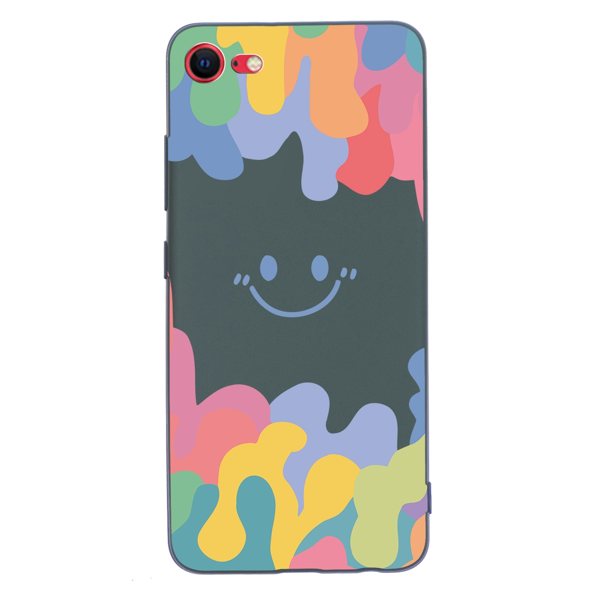 For iPhone SE 2022 / SE 2020 / 8 / 7 Painted Smiley Face Pattern Liquid Silicone Shockproof Case(Dark Green) For iPhone SE 2022 / SE 2020 / 8 / 7 Painted Smiley Face Pattern Liquid Silicone Shockproof Case(Dark Green)