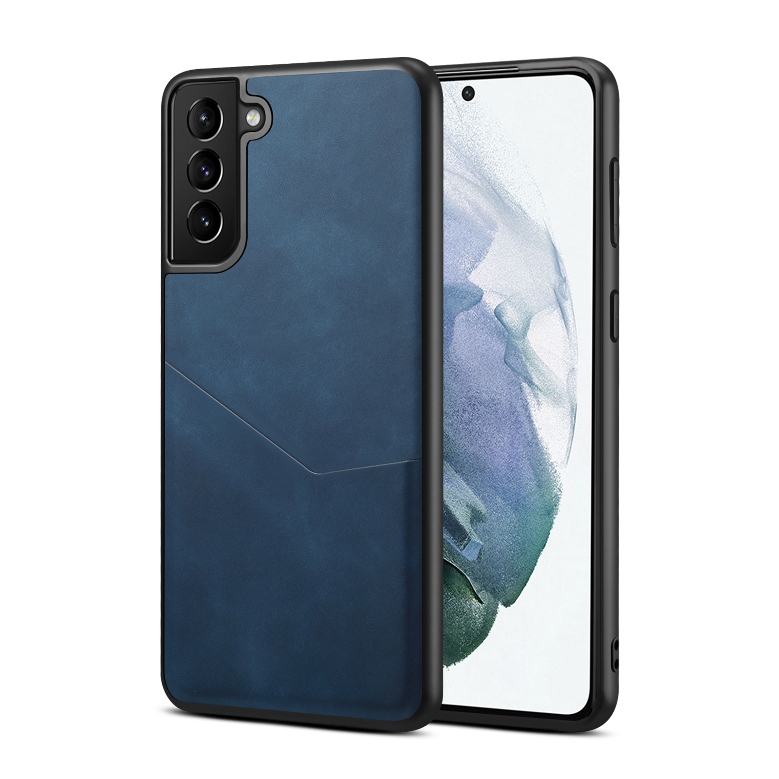For Samsung Galaxy S21 5G Skin Feel PU + TPU Protective Case with Card Slot(Blue) For Samsung Galaxy S21 5G Skin Feel PU + TPU Protective Case with Card Slot(Blue)