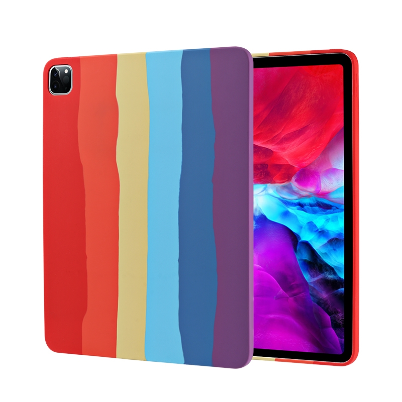 For iPad Pro 12.9 inch 2020 Rainbow Liquid Silicone + PC Shockproof Protective Tablet Case For iPad Pro 12.9 inch 2020 Rainbow Liquid Silicone + PC Shockproof Protective Tablet Case