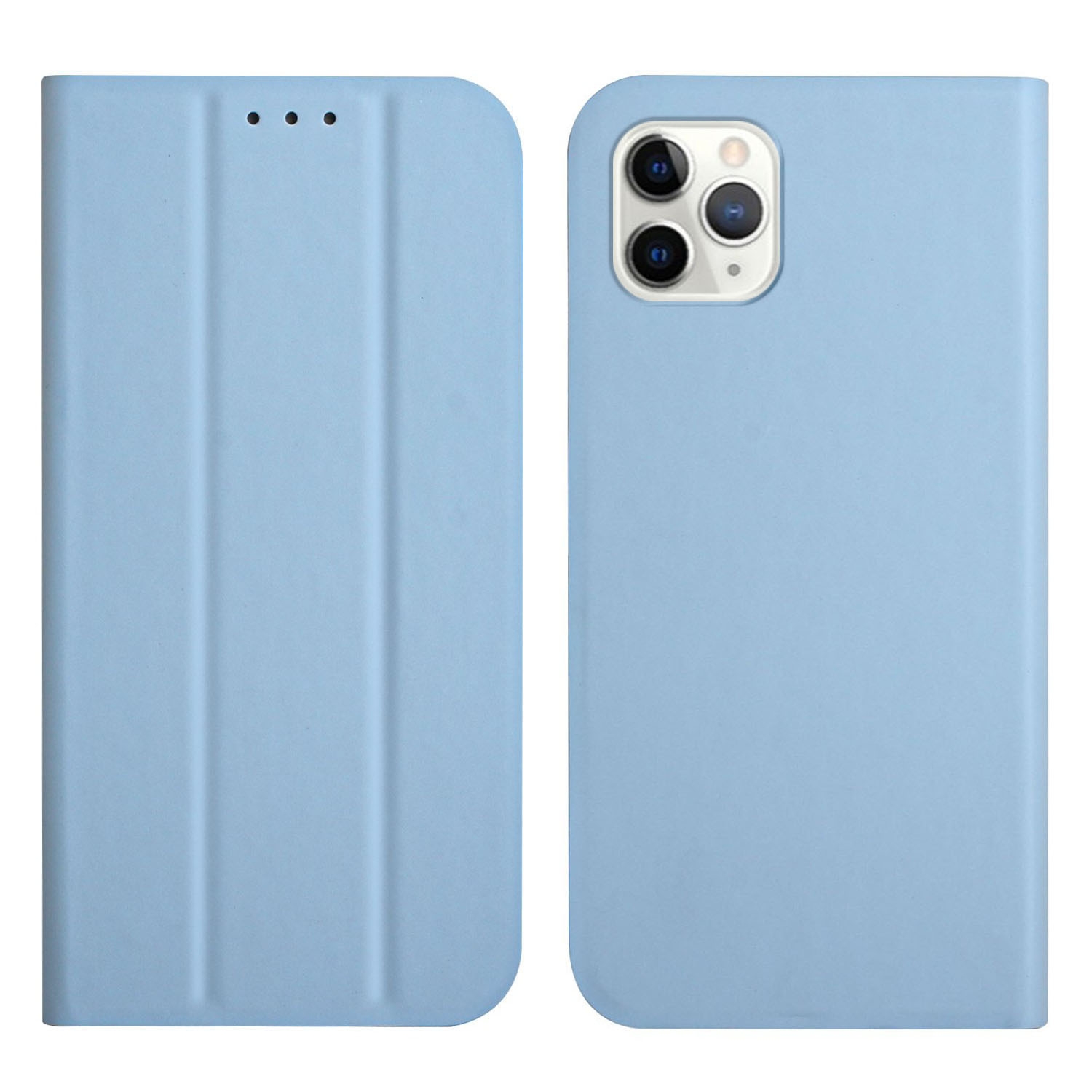 For iPhone 12 / 12 Pro 3-Folding Ultrathin Skin Feel Magnetic Solid Color Horizontal Flip Leather Case with Holder(Sky Blue) For iPhone 12 / 12 Pro 3-Folding Ultrathin Skin Feel Magnetic Solid Color Horizontal Flip Leather Case with Holder(Sky Blue)