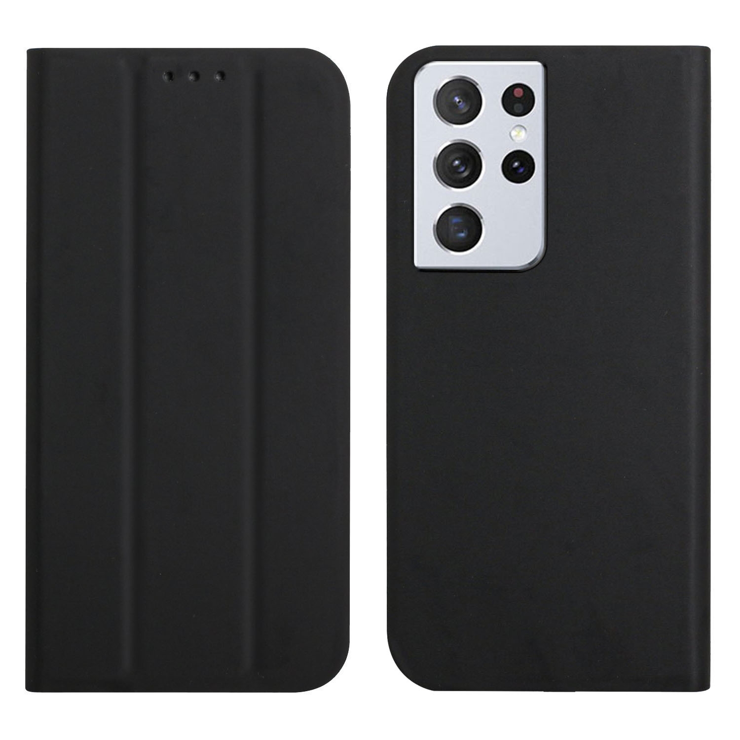 For Samsung Galaxy S21 Ultra 5G 3-Folding Ultrathin Skin Feel Magnetic Solid Color Horizontal Flip Leather Case with Holder(Black) For Samsung Galaxy S21 Ultra 5G 3-Folding Ultrathin Skin Feel Magnetic Solid Color Horizontal Flip Leather Case with Holder(Black)