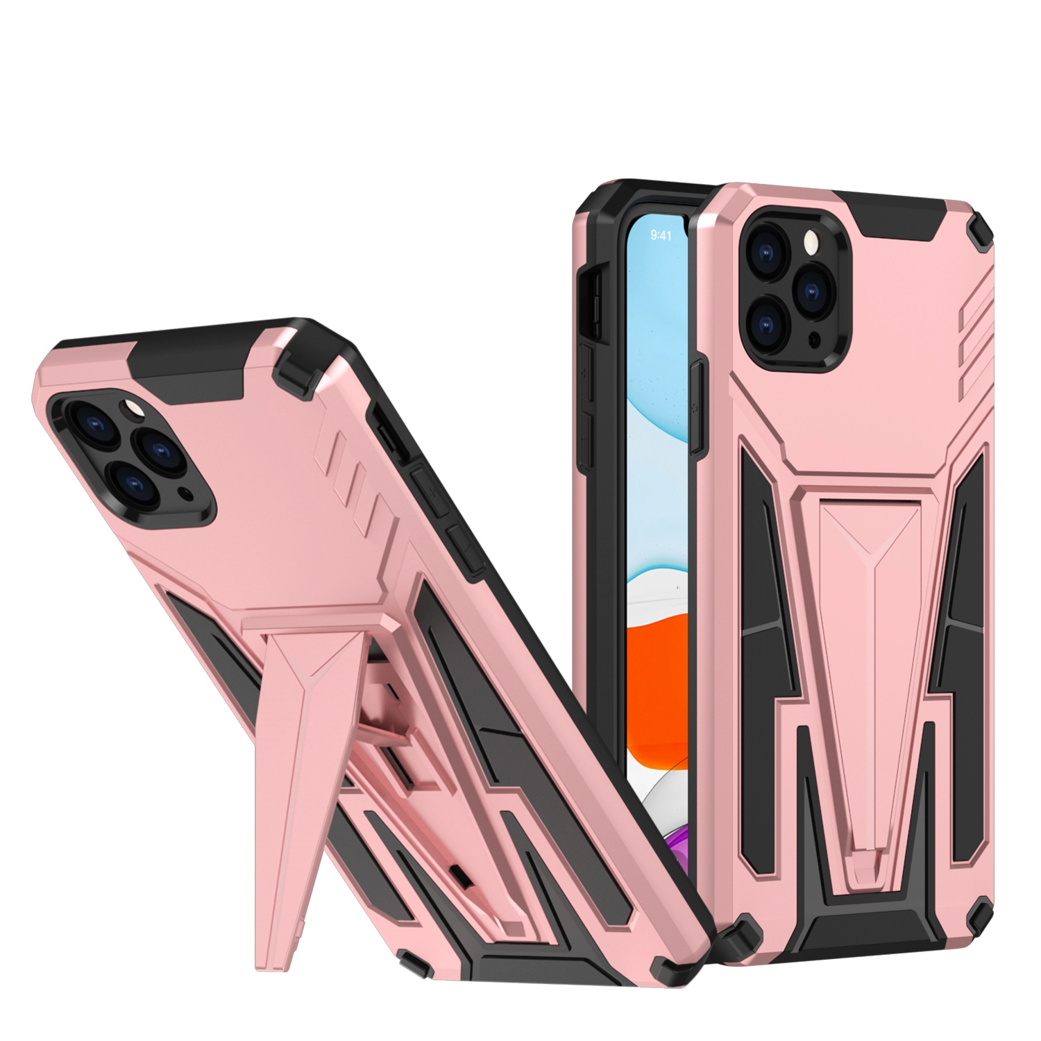 For iPhone 11 Pro Super V Armor PC + TPU Shockproof Case with Invisible Holder (Rose Gold) For iPhone 11 Pro Super V Armor PC + TPU Shockproof Case with Invisible Holder (Rose Gold)