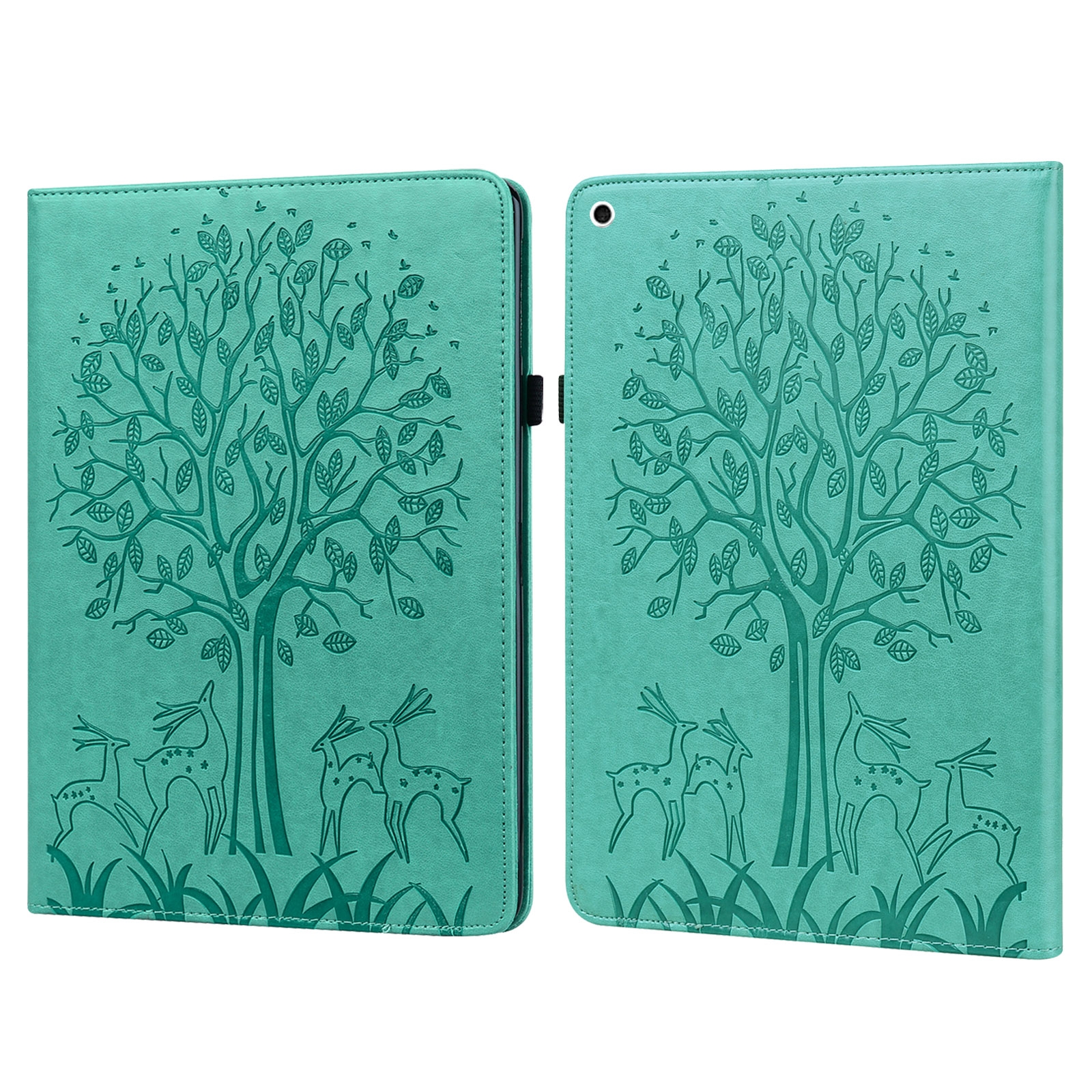 Tree & Deer Pattern Pressed Printing Horizontal Flip PU Leather Case with Holder & Card Slots & Sleep / Wake-up Function For iPad 9.7 2018/2017/Air 2/Air(Green) Tree & Deer Pattern Pressed Printing Horizontal Flip PU Leather Case with Holder & Card Slots & Sleep / Wake-up Function For iPad 9.7 2018/2017/Air 2/Air(Green)