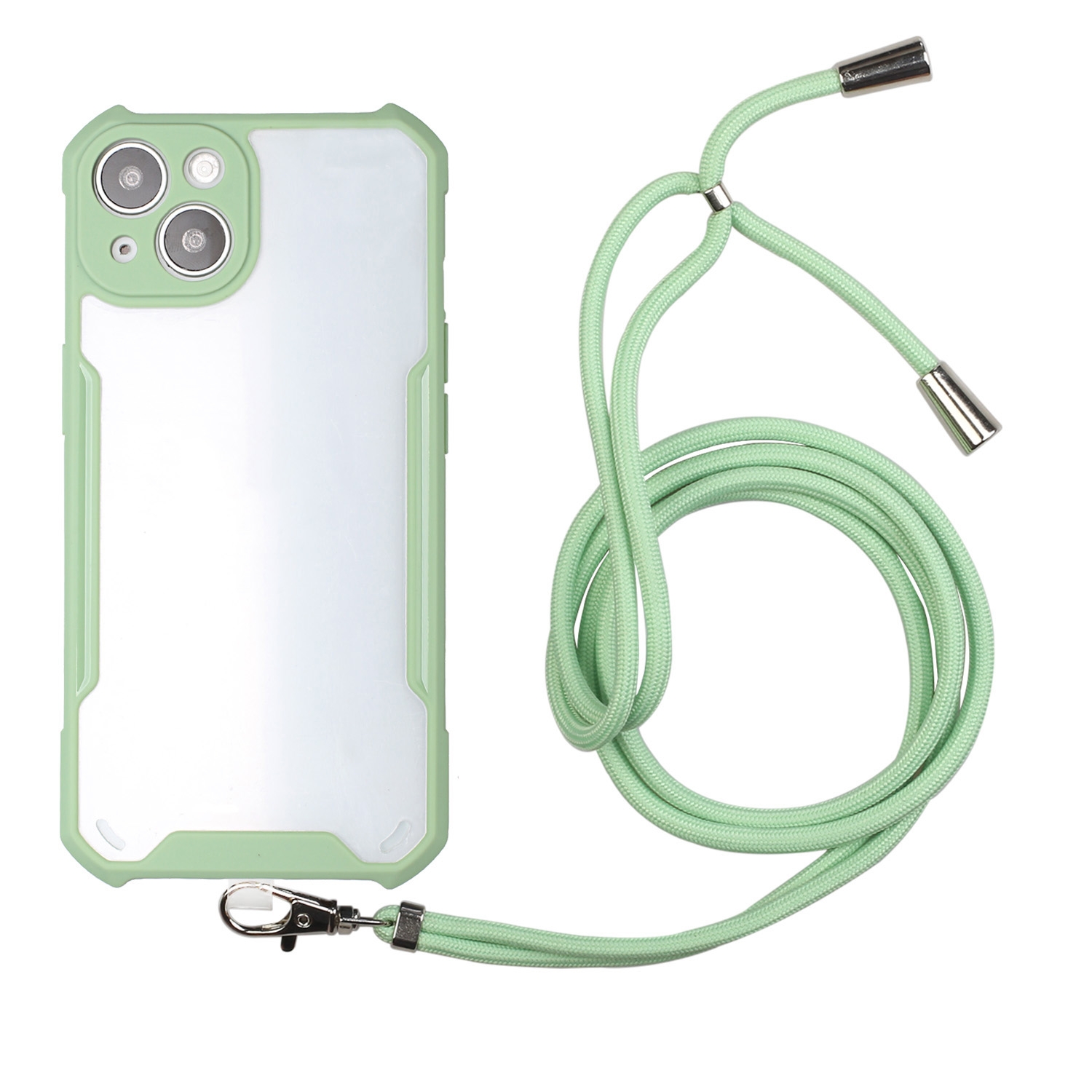 For iPhone 13 mini Acrylic + Color TPU Shockproof Case with Neck Lanyard (Avocado Green) For iPhone 13 mini Acrylic + Color TPU Shockproof Case with Neck Lanyard (Avocado Green)
