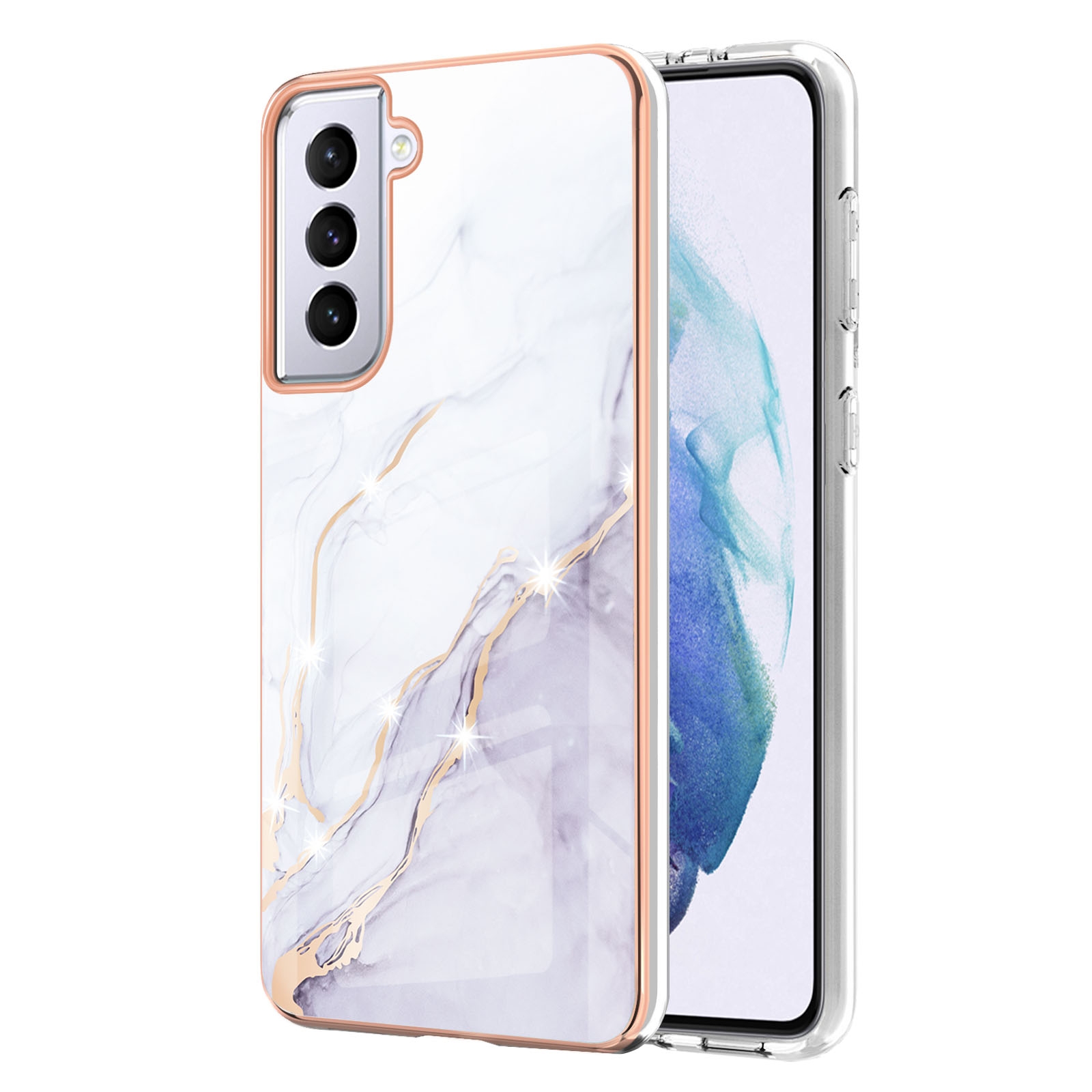 For Samsung Galaxy S21 5G Electroplating Marble Pattern Dual-side IMD TPU Shockproof Case(White 006) For Samsung Galaxy S21 5G Electroplating Marble Pattern Dual-side IMD TPU Shockproof Case(White 006)
