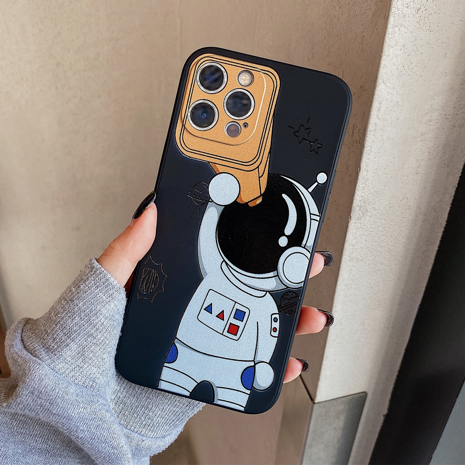 For iPhone 12 Spaceman Binoculars Shockproof Protective Case(Black) For iPhone 12 Spaceman Binoculars Shockproof Protective Case(Black)