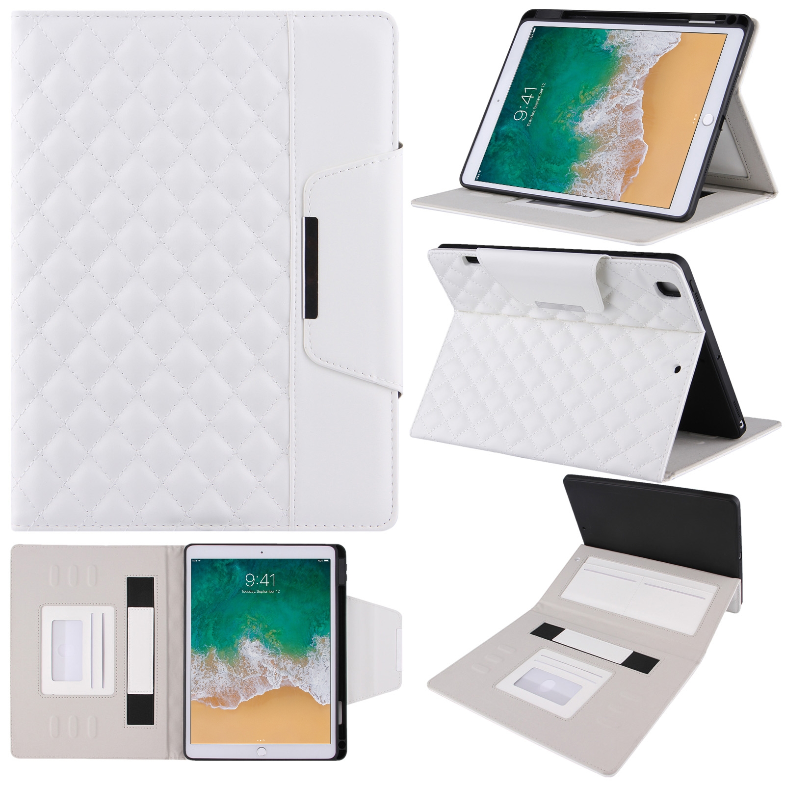 Checkered Pattern Horizontal Flip Leather Case with Holder & Card Slots & Hand Strap For iPad 9.7 (2018 / 2017) / Air 2 / Air / Pro 9.7 2016(White) Checkered Pattern Horizontal Flip Leather Case with Holder & Card Slots & Hand Strap For iPad 9.7 (2018 / 2017) / Air 2 / Air / Pro 9.7 2016(White)