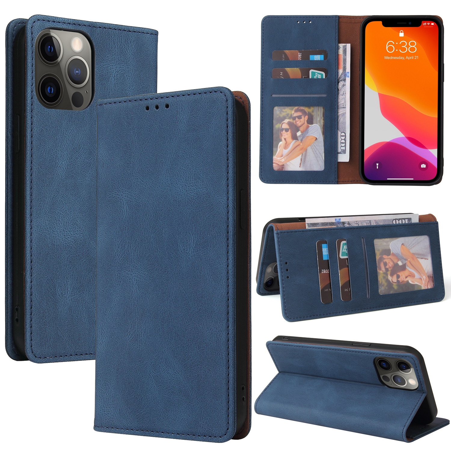 For iPhone 12 Pro Max Simple Suction Closure Horizontal Flip Leather Case with Holder & Card Slot & Wallet(Blue) For iPhone 12 Pro Max Simple Suction Closure Horizontal Flip Leather Case with Holder & Card Slot & Wallet(Blue)