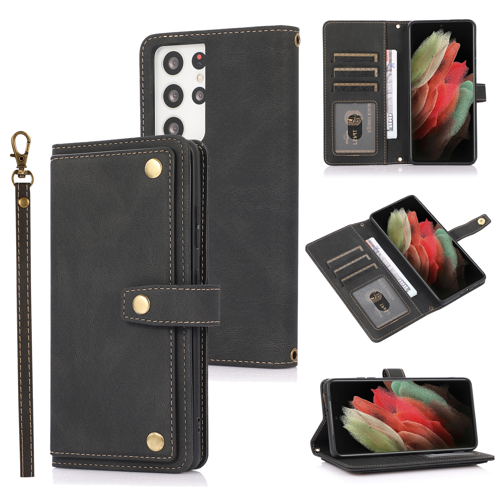 For Samsung Galaxy S21 Ultra 5G PU + TPU Horizontal Flip Leather Case with Holder & Card Slot & Wallet & Lanyard(Black) For Samsung Galaxy S21 Ultra 5G PU + TPU Horizontal Flip Leather Case with Holder & Card Slot & Wallet & Lanyard(Black)
