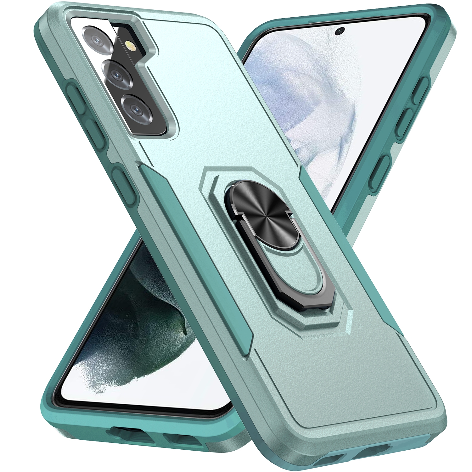For Samsung Galay S21+ 5G Pioneer Armor Heavy Duty PC + TPU Shockproof Case with Holder(Green) For Samsung Galay S21+ 5G Pioneer Armor Heavy Duty PC + TPU Shockproof Case with Holder(Green)