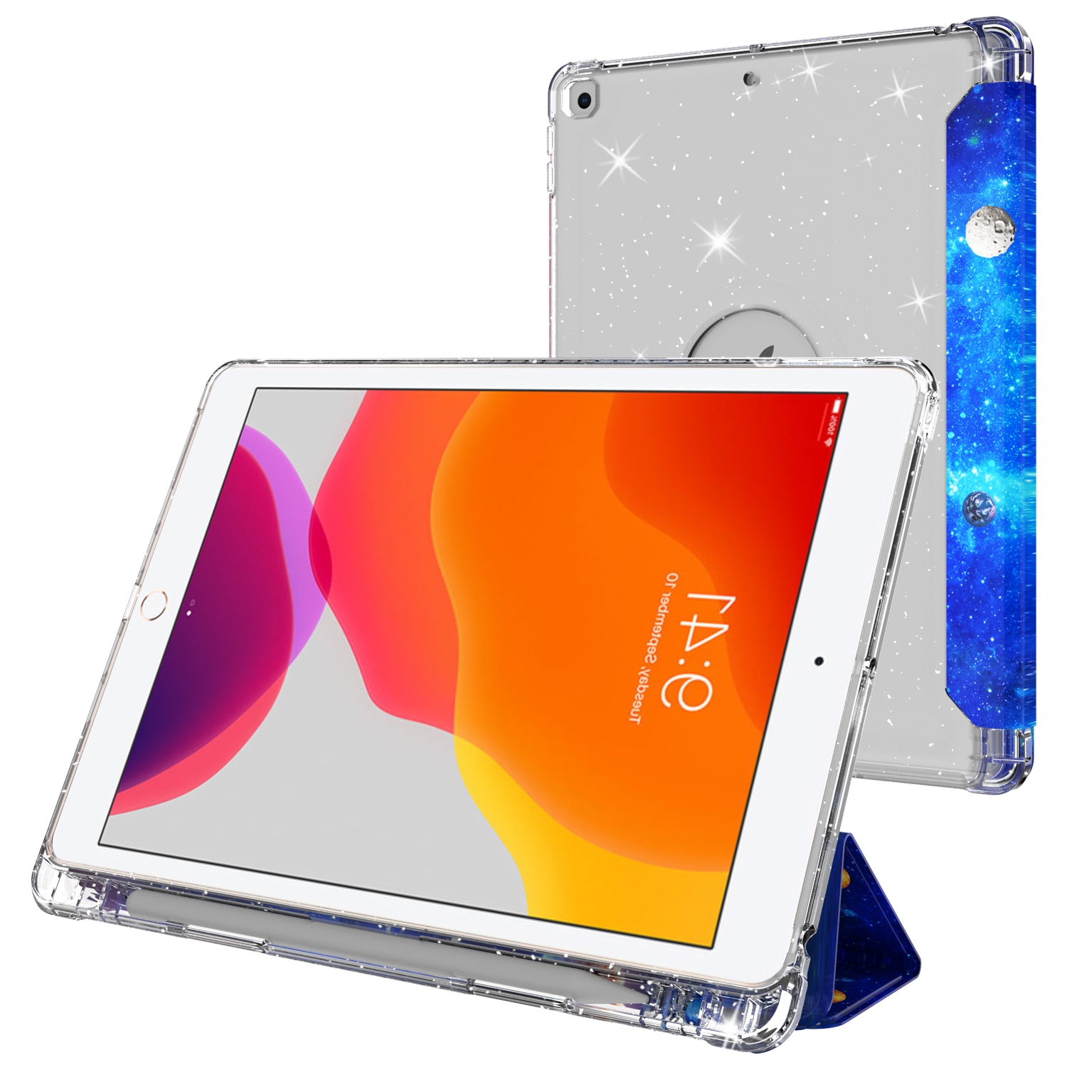 For iPad 10.2 2021 / 2020 / 2019 Painted Pattern Glitter Shockproof Horizontal Flip TPU + PU Leather Case with 3-folding Holder & Pen Slot(GWL016 Universe) For iPad 10.2 2021 / 2020 / 2019 Painted Pattern Glitter Shockproof Horizontal Flip TPU + PU Leather Case with 3-folding Holder & Pen Slot(GWL016 Universe)