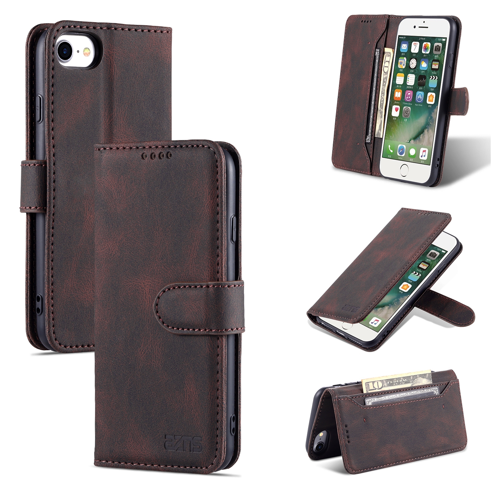 For iPhone SE 2022 / SE 2020 / 8 / 7 AZNS Dream II Skin Feel PU+TPU Horizontal Flip Leather Case with Holder & Card Slots & Wallet(Coffee) For iPhone SE 2022 / SE 2020 / 8 / 7 AZNS Dream II Skin Feel PU+TPU Horizontal Flip Leather Case with Holder & Card Slots & Wallet(Coffee)