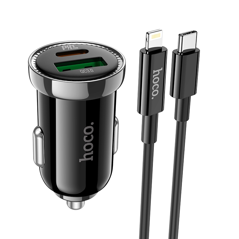 hoco Z44 Leading PD 20W USB-C / Type-C + QC 3.0 USB Car Charger with USB-C / Type-C to 8 Pin Data Cable Set(Black) hoco Z44 Leading PD 20W USB-C / Type-C + QC 3.0 USB Car Charger with USB-C / Type-C to 8 Pin Data Cable Set(Black)