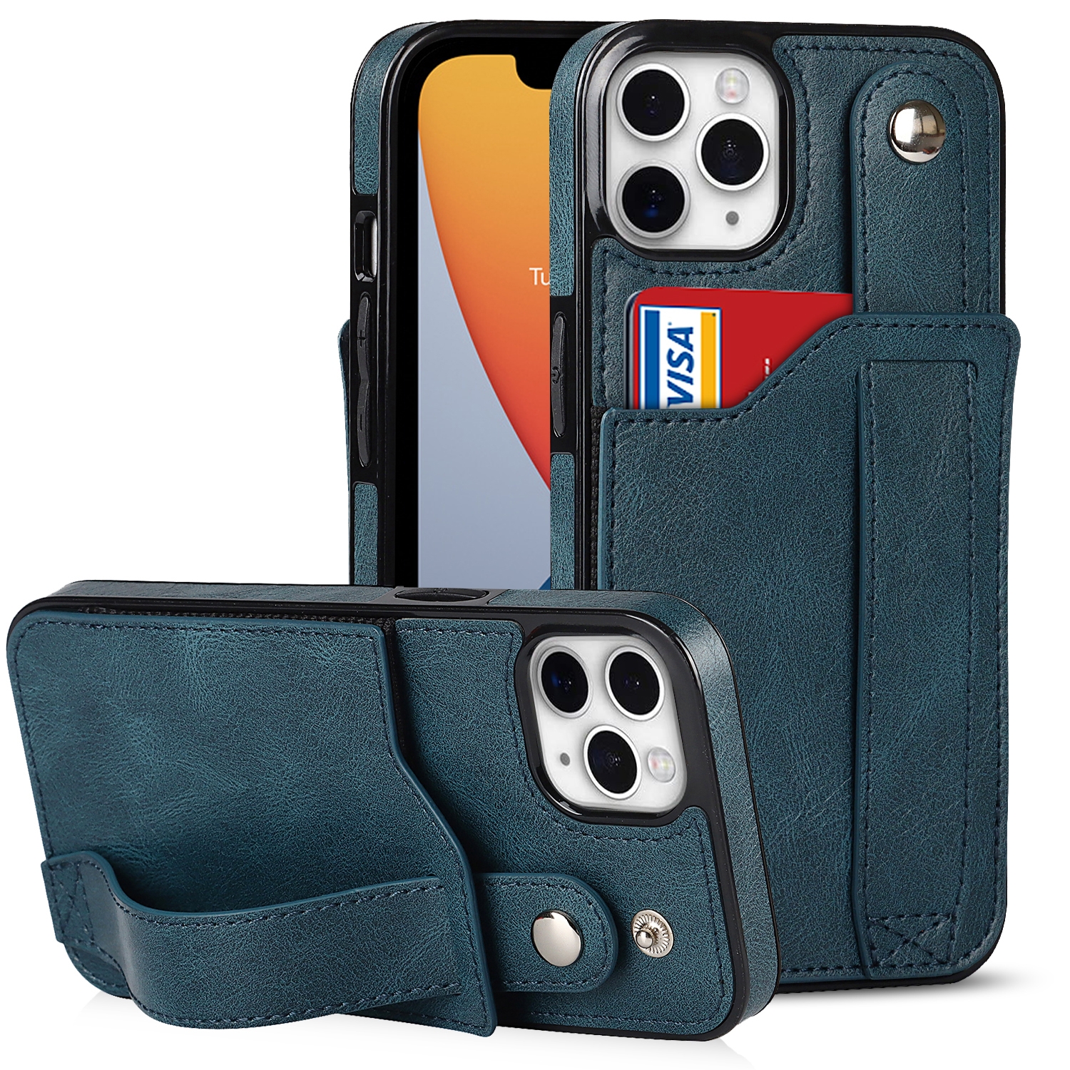 For iPhone 11 Pro Max Crazy Horse Texture Shockproof TPU + PU Leather Case with Card Slot & Wrist Strap Holder (Sapphire Blue) For iPhone 11 Pro Max Crazy Horse Texture Shockproof TPU + PU Leather Case with Card Slot & Wrist Strap Holder (Sapphire Blue)