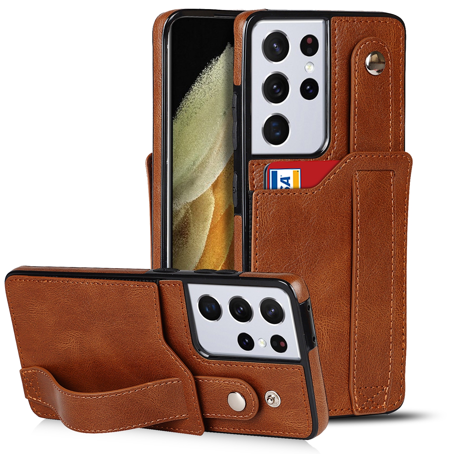 For Samsung Galaxy S21 Ultra 5G Crazy Horse Texture Shockproof TPU + PU Leather Case with Card Slot & Wrist Strap Holder(Brown) For Samsung Galaxy S21 Ultra 5G Crazy Horse Texture Shockproof TPU + PU Leather Case with Card Slot & Wrist Strap Holder(Brown)
