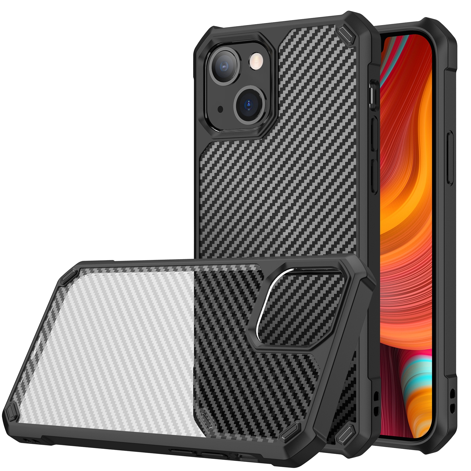 For iPhone 13 mini Carbon Fiber Acrylic Shockproof Protective Case (Black) For iPhone 13 mini Carbon Fiber Acrylic Shockproof Protective Case (Black)