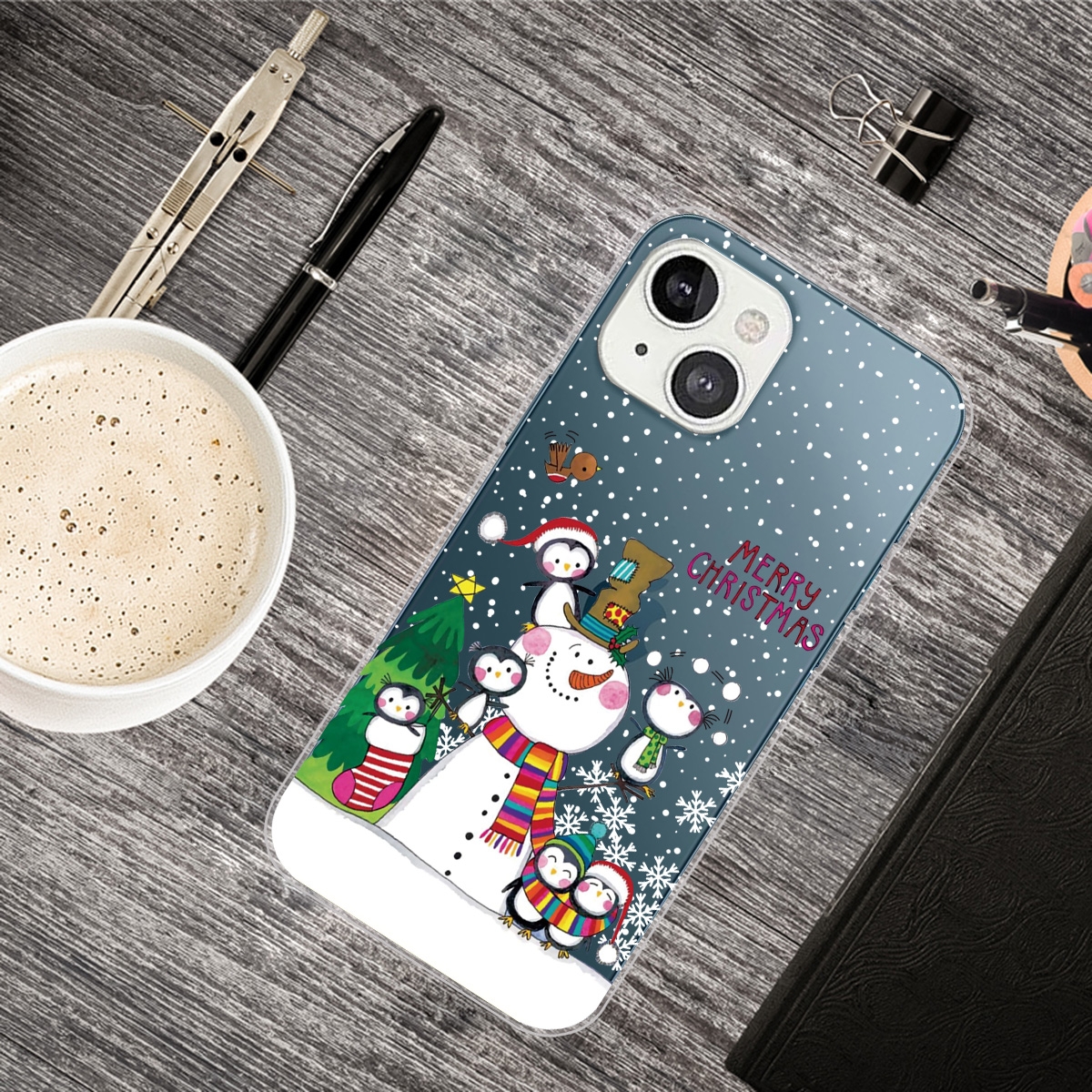 For iPhone 13 mini Christmas Series Transparent TPU Protective Case (Penguin Family) For iPhone 13 mini Christmas Series Transparent TPU Protective Case (Penguin Family)