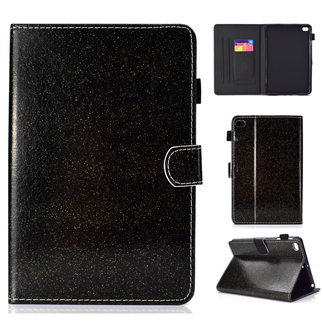 For iPad Mini 1/2/3/4/5 Varnish Glitter Powder Horizontal Flip Leather Case with Holder & Card Slot(Black) For iPad Mini 1/2/3/4/5 Varnish Glitter Powder Horizontal Flip Leather Case with Holder & Card Slot(Black)