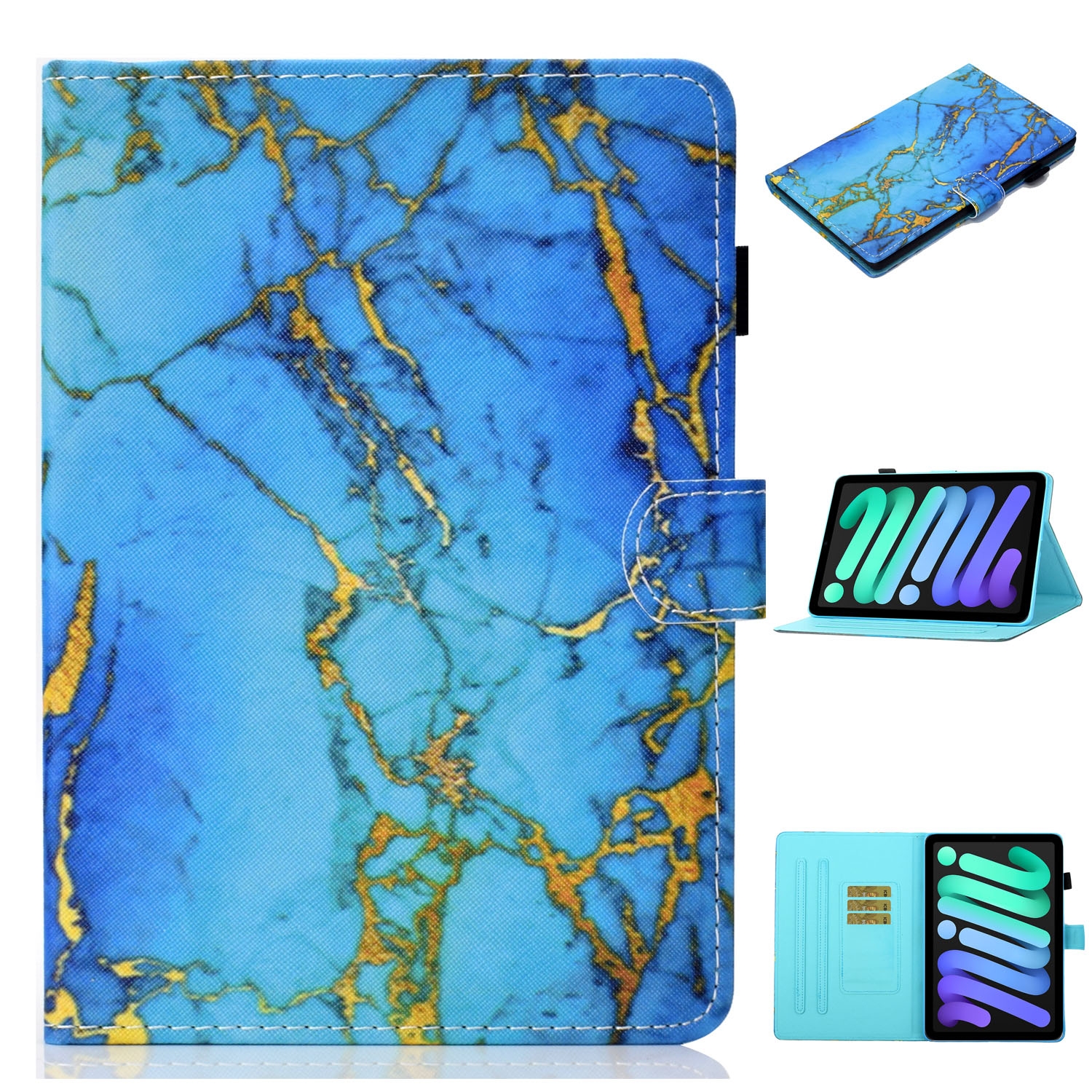 For iPad mini 2024 / mini 6 Coloured Drawing Horizontal Flip Leather Tablet Case with Holder & Card Slot & Sleep / Wake-up Function(Gilded Marble)