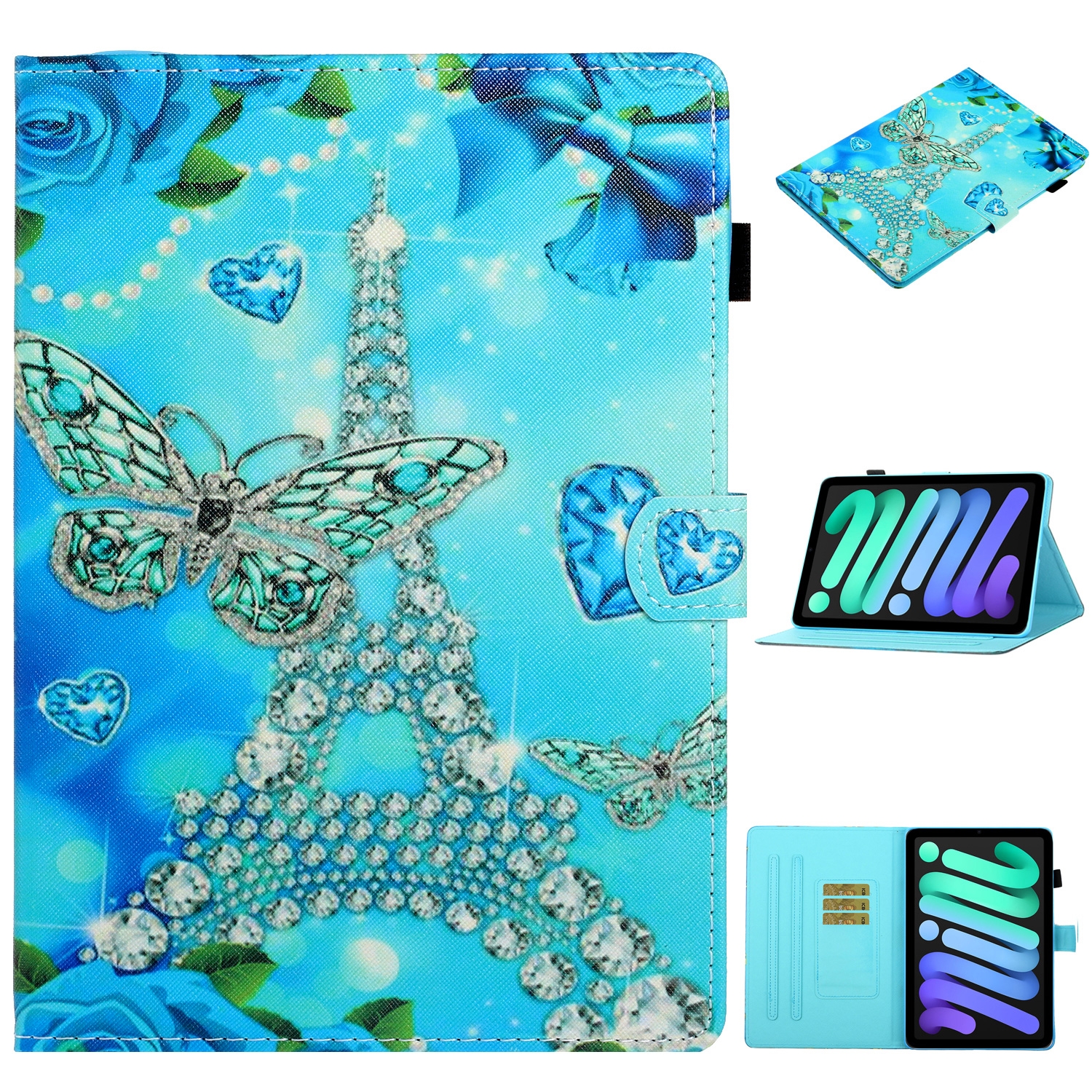 For iPad mini 2024 / mini 6 Coloured Drawing Horizontal Flip Leather Tablet Case with Holder & Card Slot & Sleep / Wake-up Function(Butterfly Tower) For iPad mini 2024 / mini 6 Coloured Drawing Horizontal Flip Leather Tablet Case with Holder & Card Slot & Sleep / Wake-up Function(Butterfly Tower)