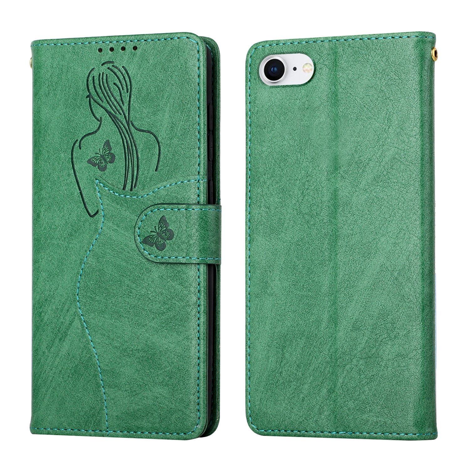 For iPhone SE 2022 / SE 2020 / 8 / 7 Beauty Girl Embossing Pattern Horizontal Flip Leather Case with Holder & Card Slot & Wallet & Photo Frame(Green) For iPhone SE 2022 / SE 2020 / 8 / 7 Beauty Girl Embossing Pattern Horizontal Flip Leather Case with Holder & Card Slot & Wallet & Photo Frame(Green)