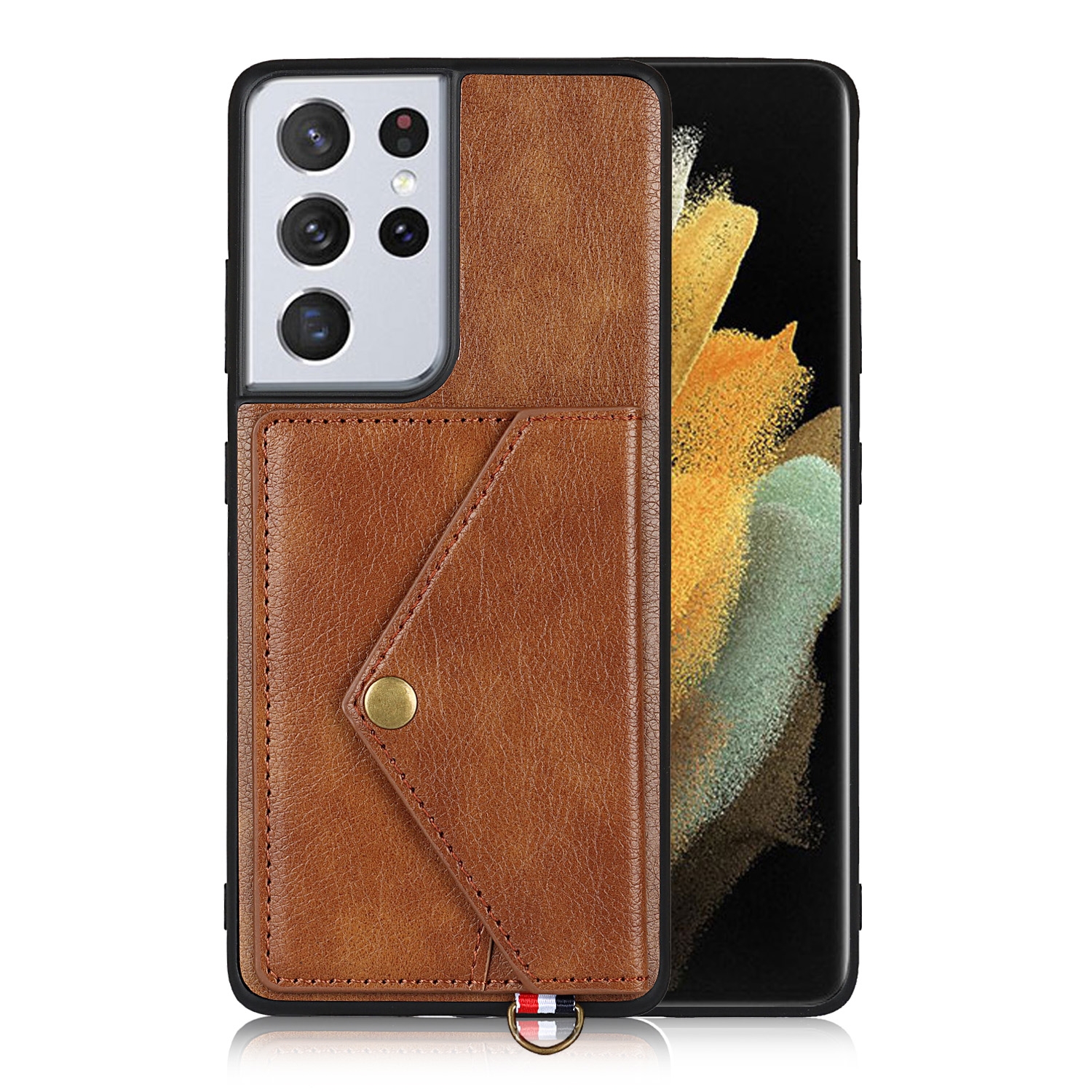 For Samsung Galaxy S21 Ultra 5G Litchi Texture Silicone + PC + PU Leather Back Cover Shockproof Case with Card Slot(Brown) For Samsung Galaxy S21 Ultra 5G Litchi Texture Silicone + PC + PU Leather Back Cover Shockproof Case with Card Slot(Brown)