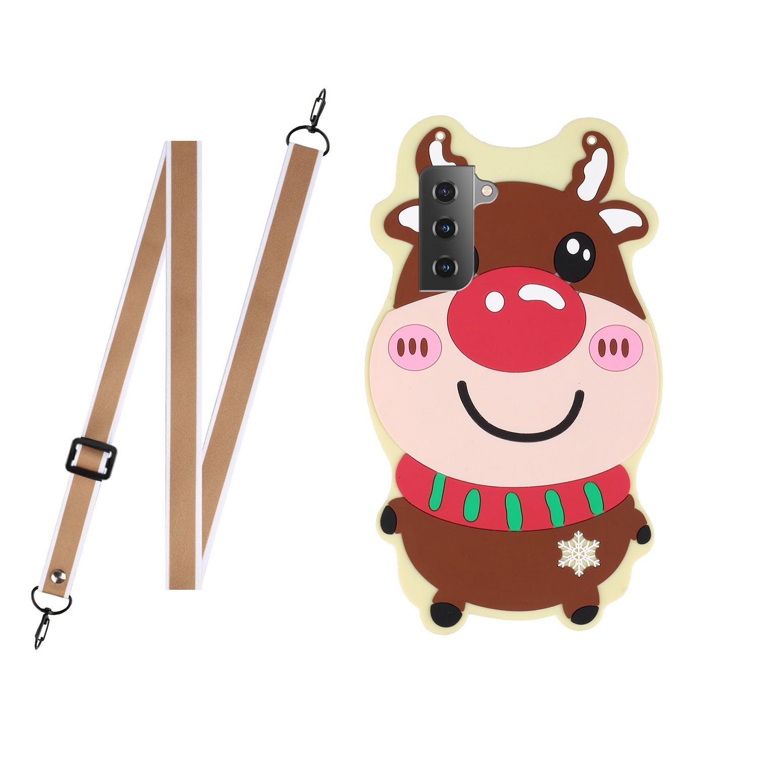 For Samsung Galaxy S21+ 5G Christmas Series Silicone Shockproof Case with Neck Lanyard(Elk) For Samsung Galaxy S21+ 5G Christmas Series Silicone Shockproof Case with Neck Lanyard(Elk)