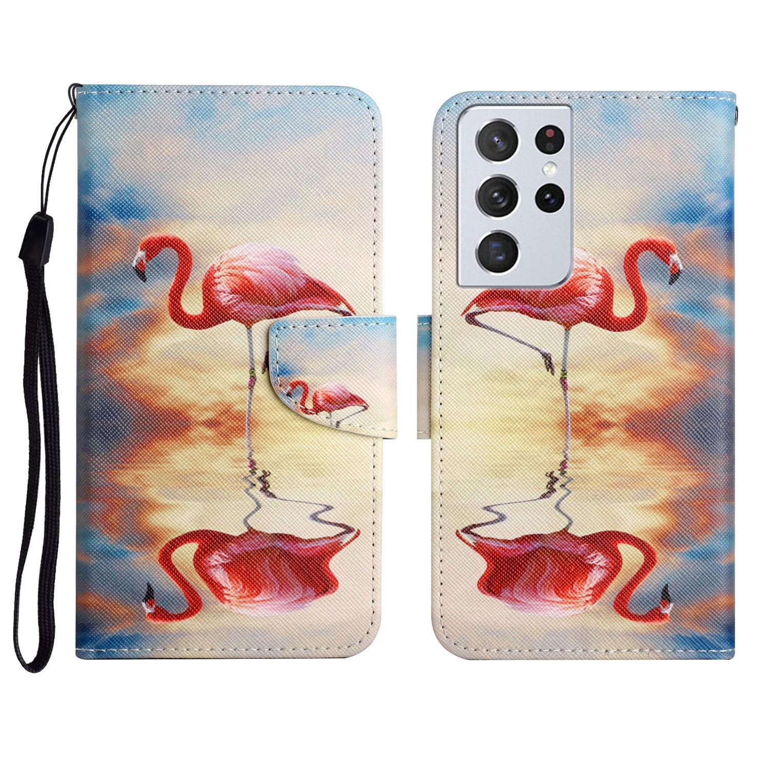 For Samsung Galaxy S21 Ultra 5G Painted Pattern Horizontal Flip Leather Case with Holder & Card Slot & Wallet(Flamingo) For Samsung Galaxy S21 Ultra 5G Painted Pattern Horizontal Flip Leather Case with Holder & Card Slot & Wallet(Flamingo)