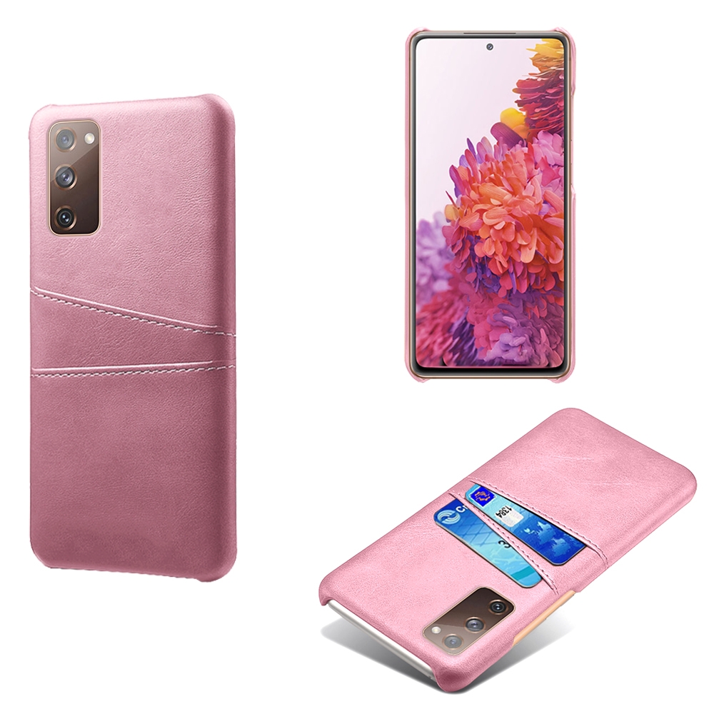 For Samsung Galaxy S20 FE 5G Calf Texture PC + PU Leather Back Cover Shockproof Case with Dual Card Slots(Pink) For Samsung Galaxy S20 FE 5G Calf Texture PC + PU Leather Back Cover Shockproof Case with Dual Card Slots(Pink)