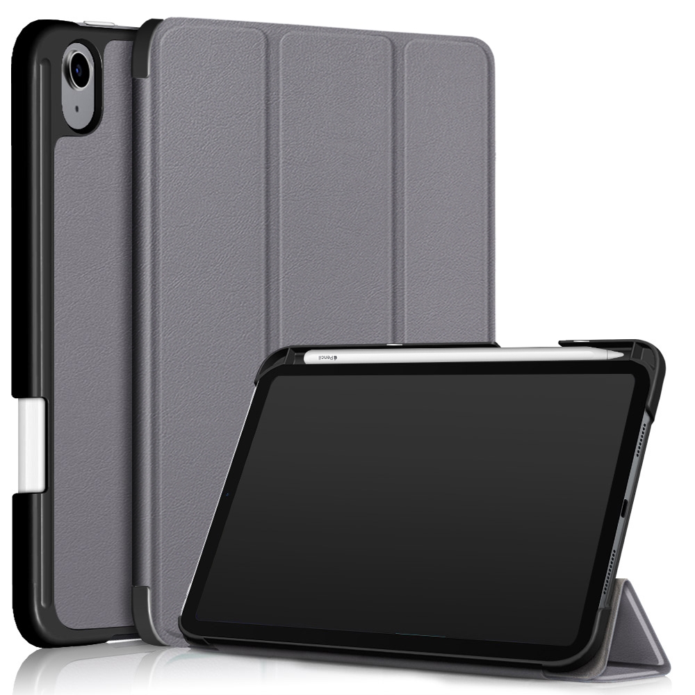For iPad mini 2024 / mini 6 Solid Color TPU Horizontal Flip Leather Tablet Case with Three-folding Holder & Pen Slot & Sleep / Wake-up Function(Grey) For iPad mini 2024 / mini 6 Solid Color TPU Horizontal Flip Leather Tablet Case with Three-folding Holder & Pen Slot & Sleep / Wake-up Function(Grey)
