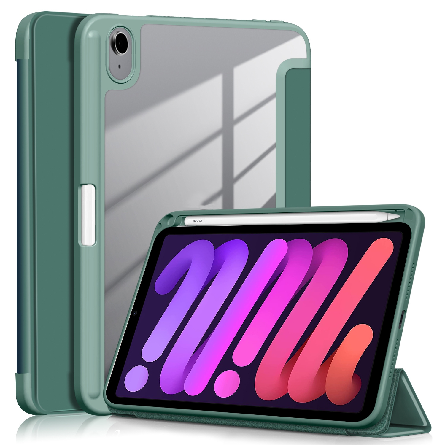 For iPad mini 6 Solid Color TPU + Acrylic Horizontal Flip Leather Tablet Case with Three-folding Holder & Sleep / Wake-up Function & Pen Slot(Dark Green) For iPad mini 6 Solid Color TPU + Acrylic Horizontal Flip Leather Tablet Case with Three-folding Holder & Sleep / Wake-up Function & Pen Slot(Dark Green)