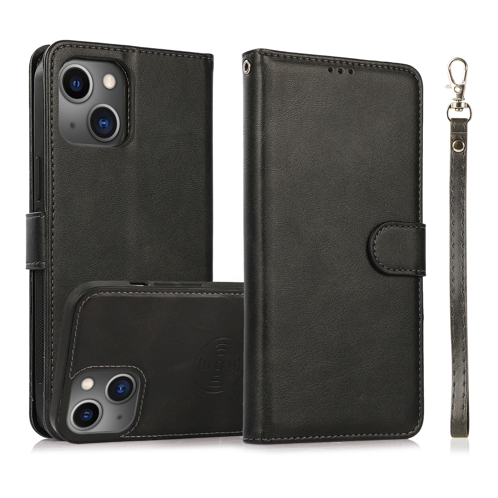 For iPhone 13 mini Calf Texture 2 in 1 Detachable Magnetic Back Cover Horizontal Flip Leather Case with Holder & Card Slots & Wallet & Photo Frame (Black) For iPhone 13 mini Calf Texture 2 in 1 Detachable Magnetic Back Cover Horizontal Flip Leather Case with Holder & Card Slots & Wallet & Photo Frame (Black)