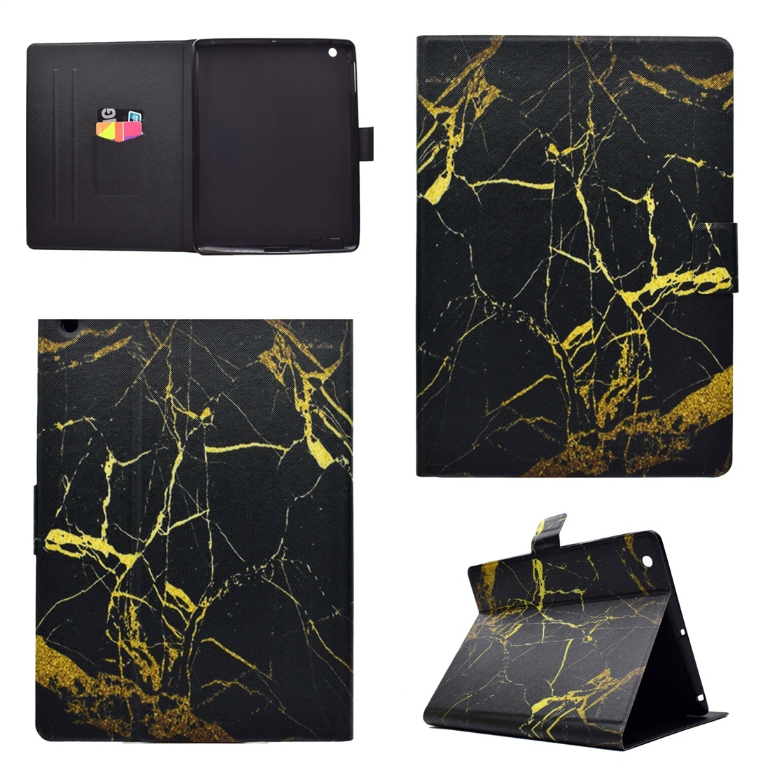 For iPad 4 Horizontal Flip Leather Case with Holder & Card Slot & Sleep / Wake-up Function(Black Gold) For iPad 4 Horizontal Flip Leather Case with Holder & Card Slot & Sleep / Wake-up Function(Black Gold)