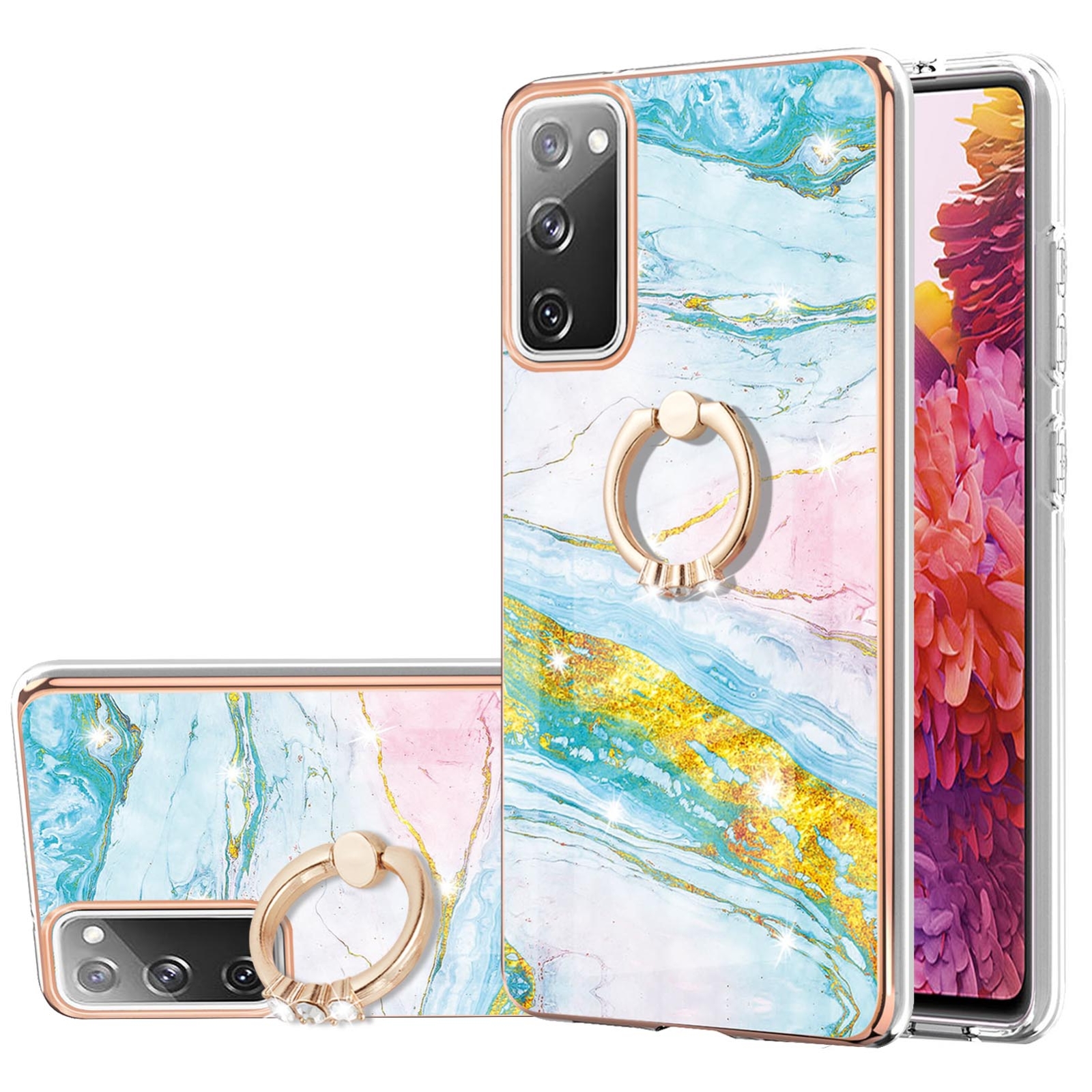 For Samsung Galaxy S20 FE 5G / 4G Electroplating Marble Pattern IMD TPU Shockproof Case with Ring Holder(Green 004) For Samsung Galaxy S20 FE 5G / 4G Electroplating Marble Pattern IMD TPU Shockproof Case with Ring Holder(Green 004)