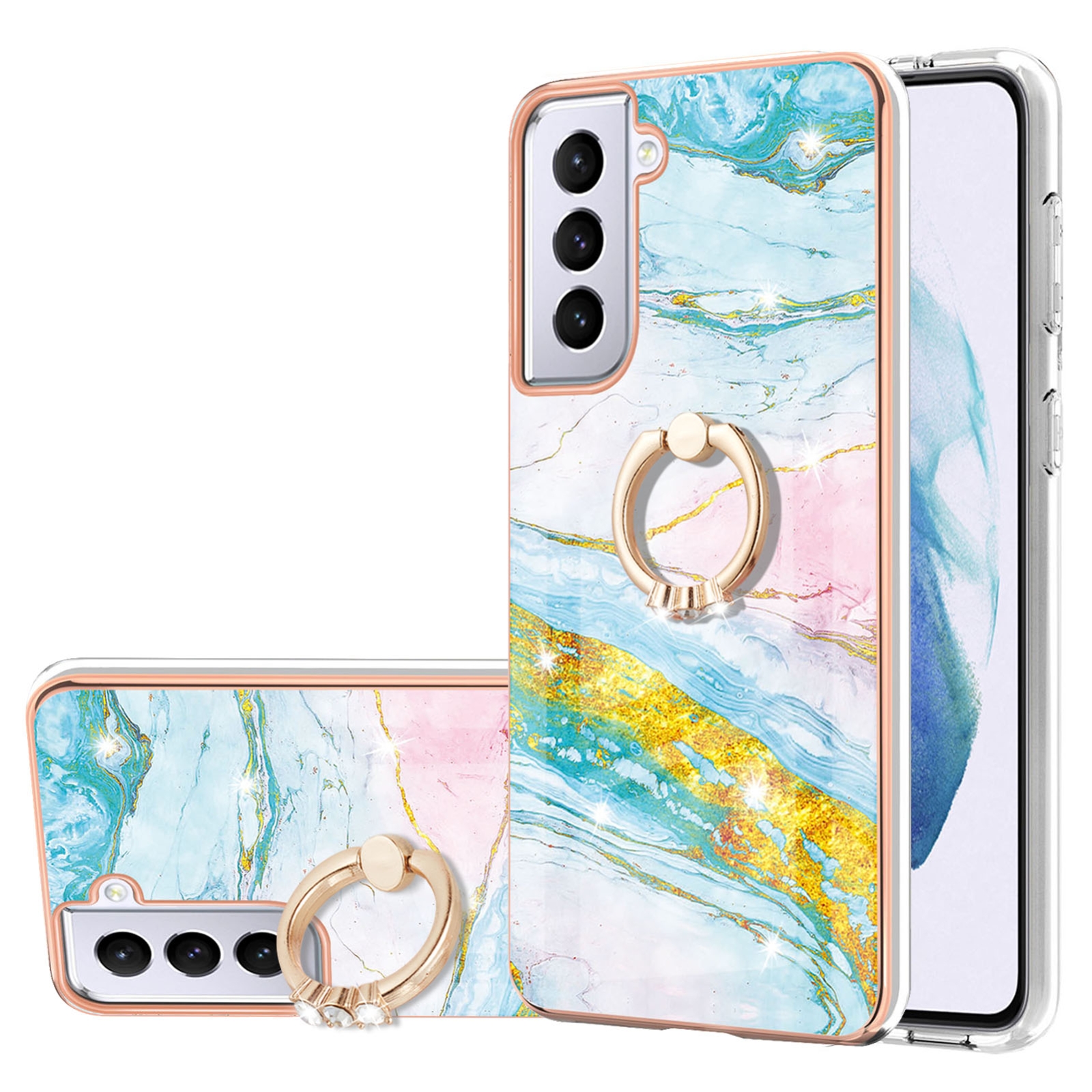 For Samsung Galaxy S21+ 5G Electroplating Marble Pattern IMD TPU Shockproof Case with Ring Holder(Green 004) For Samsung Galaxy S21+ 5G Electroplating Marble Pattern IMD TPU Shockproof Case with Ring Holder(Green 004)