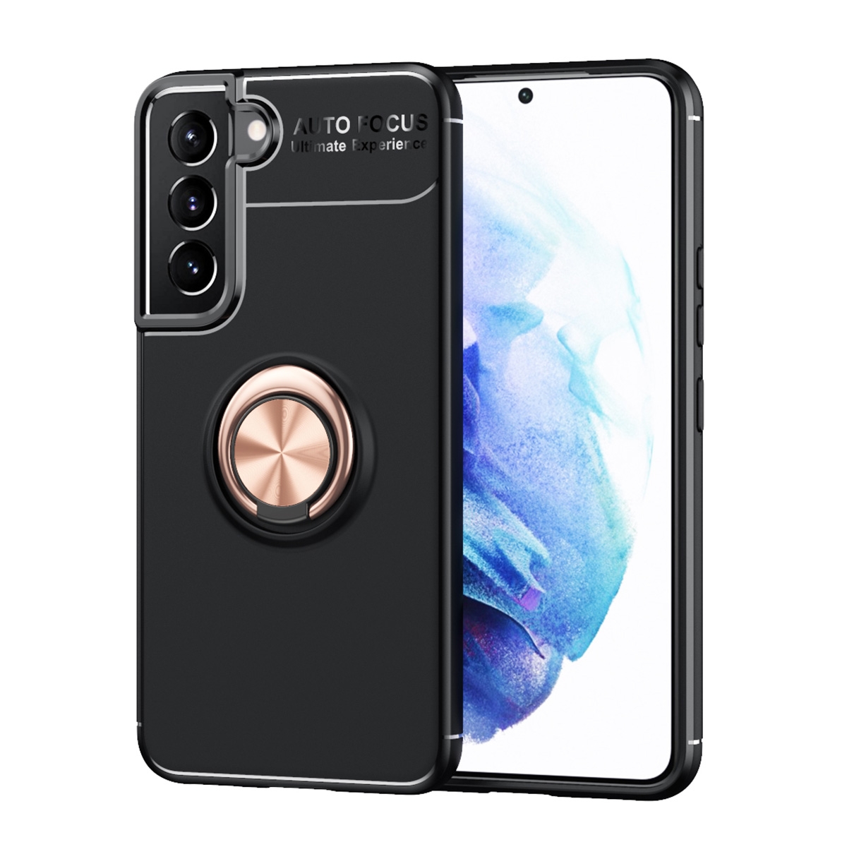 For Samaung Galaxy S22+ 5G Metal Ring Holder 360 Degree Rotating TPU Case(Black+Rose Gold) For Samaung Galaxy S22+ 5G Metal Ring Holder 360 Degree Rotating TPU Case(Black+Rose Gold)
