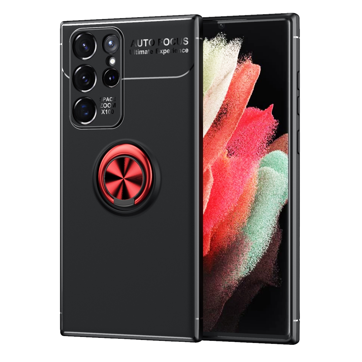 For Samaung Galaxy S22 Ultra 5G Metal Ring Holder 360 Degree Rotating TPU Case(Black+Red) For Samaung Galaxy S22 Ultra 5G Metal Ring Holder 360 Degree Rotating TPU Case(Black+Red)