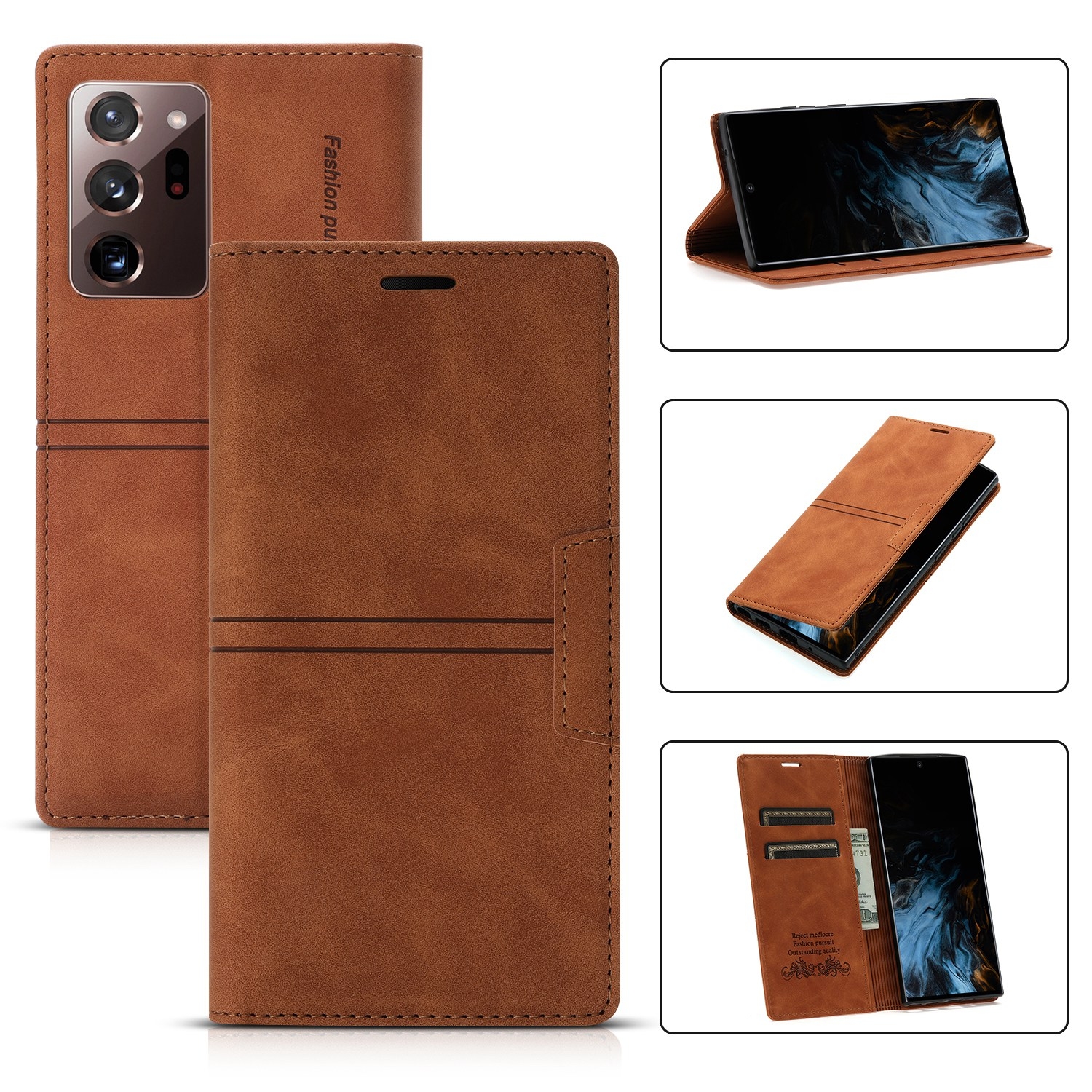 For Samsung Galaxy Note20 Dream Magnetic Suction Business Horizontal Flip PU Leather Case with Holder & Card Slot & Wallet(Brown) For Samsung Galaxy Note20 Dream Magnetic Suction Business Horizontal Flip PU Leather Case with Holder & Card Slot & Wallet(Brown)