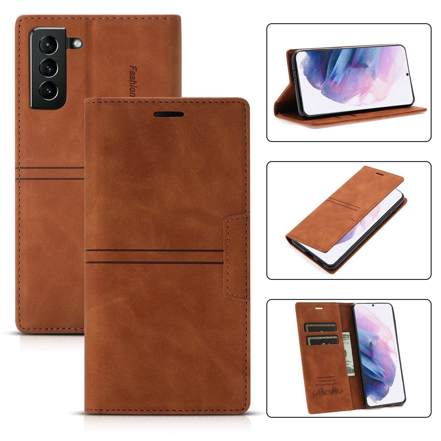 For Samsung Galaxy S21+ 5G Dream Magnetic Suction Business Horizontal Flip PU Leather Case with Holder & Card Slot & Wallet(Brown) For Samsung Galaxy S21+ 5G Dream Magnetic Suction Business Horizontal Flip PU Leather Case with Holder & Card Slot & Wallet(Brown)