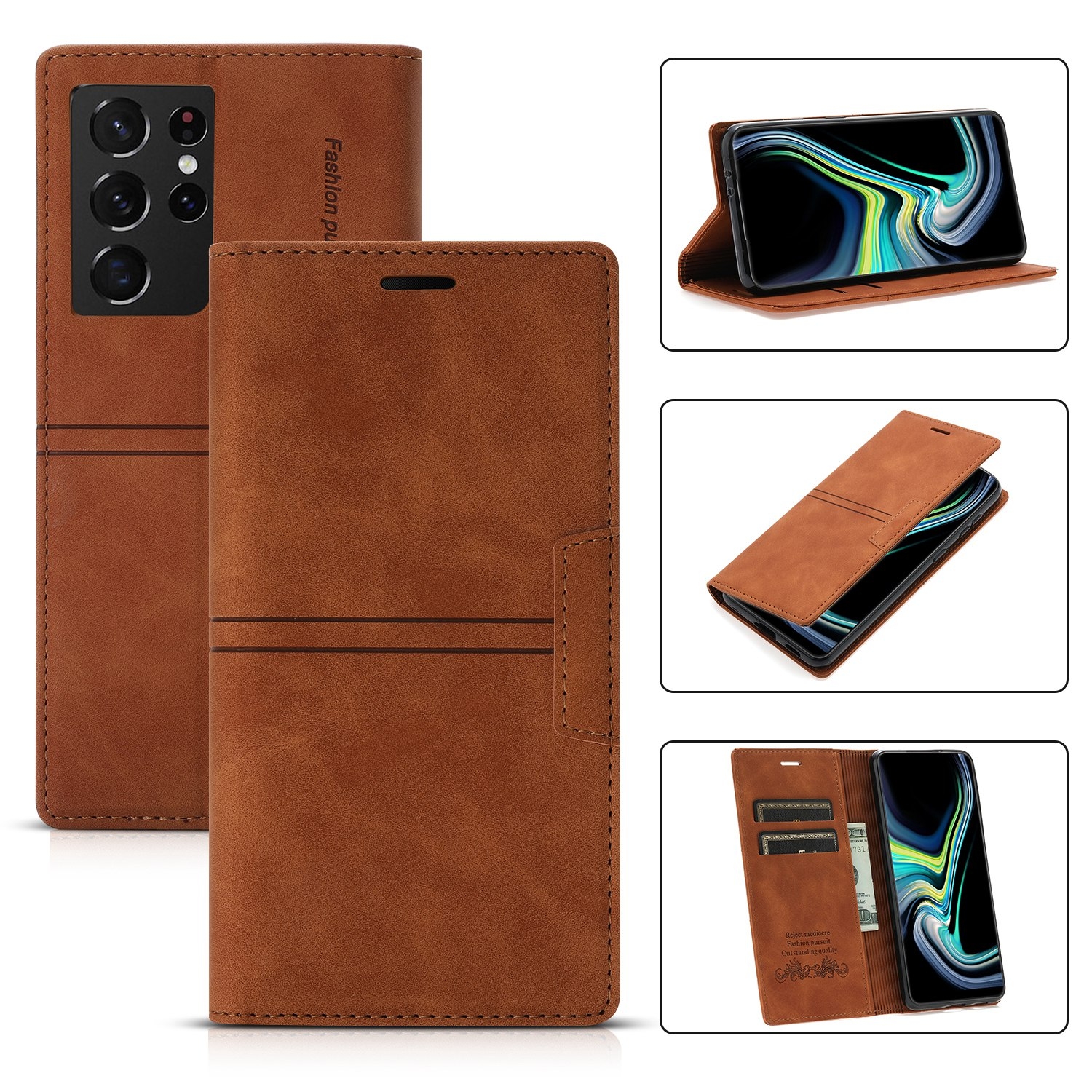For Samsung Galaxy S21 Ultra 5G Dream Magnetic Suction Business Horizontal Flip PU Leather Case with Holder & Card Slot & Wallet(Brown) For Samsung Galaxy S21 Ultra 5G Dream Magnetic Suction Business Horizontal Flip PU Leather Case with Holder & Card Slot & Wallet(Brown)