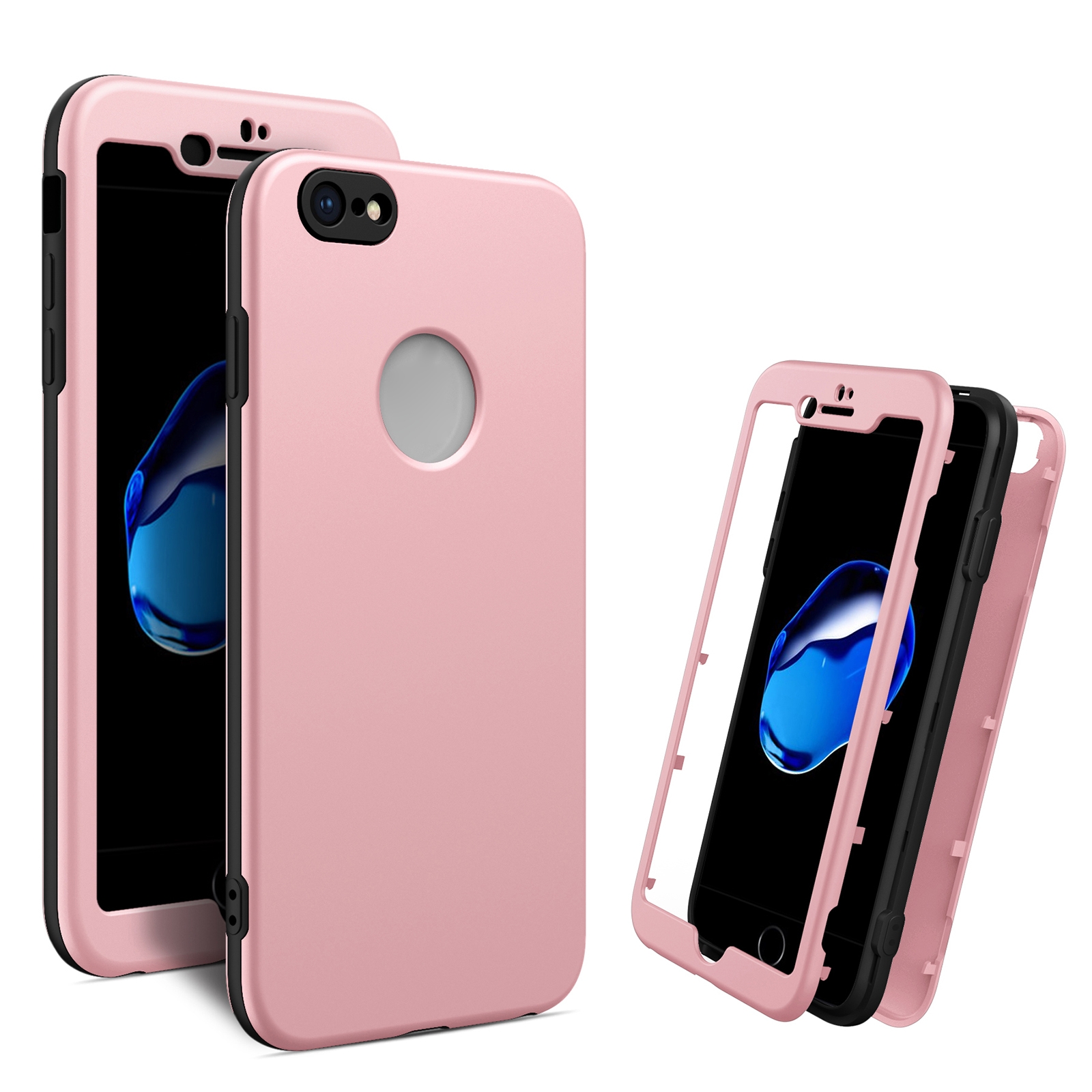 For iPhone 8 / 7 360 Degrees Full Package PC + TPU Combination Case(Black+Pink) For iPhone 8 / 7 360 Degrees Full Package PC + TPU Combination Case(Black+Pink)