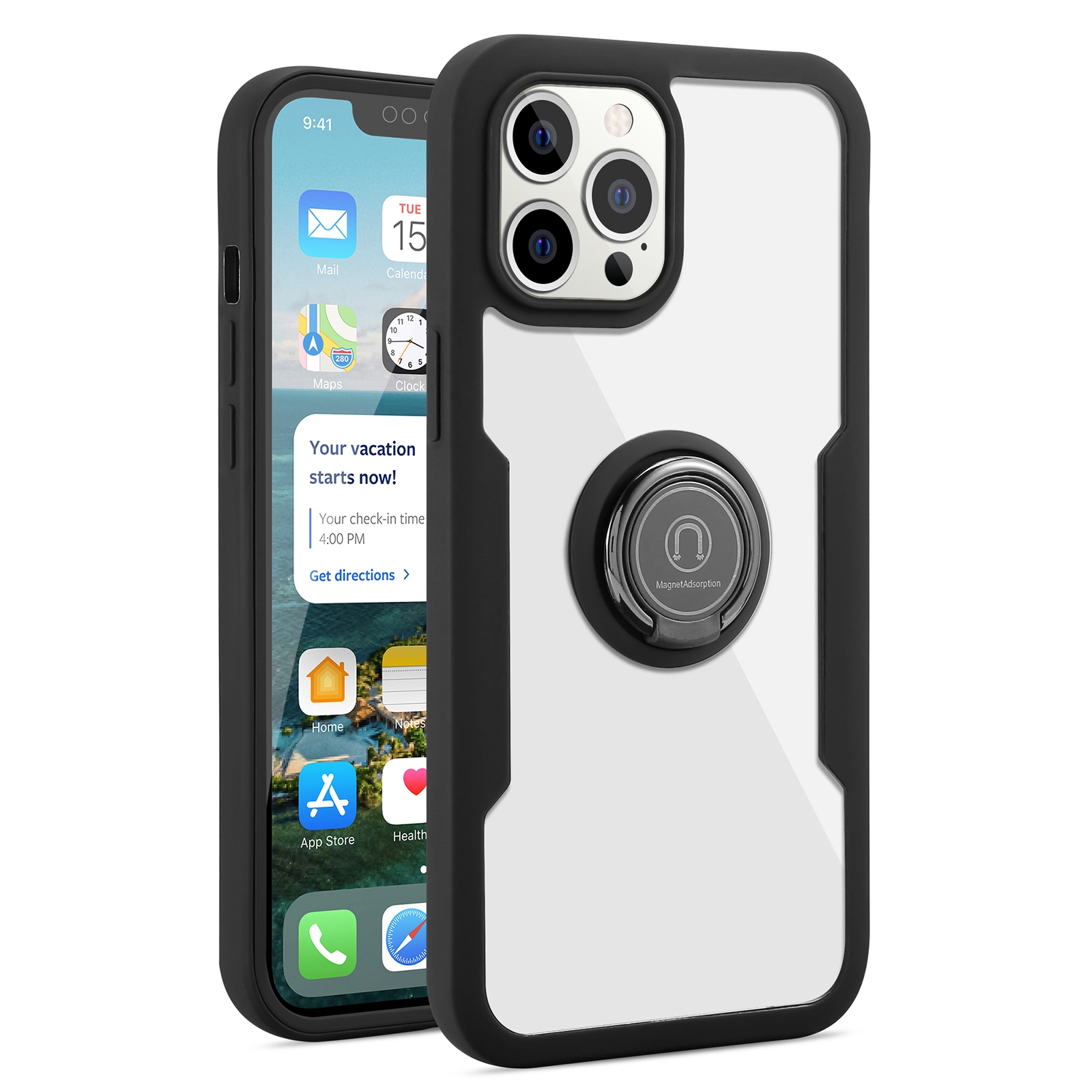 For iPhone 11 Pro 360 All-inclusive Dual-sided Magnetic Case with Ring Holder (Black) For iPhone 11 Pro 360 All-inclusive Dual-sided Magnetic Case with Ring Holder (Black)