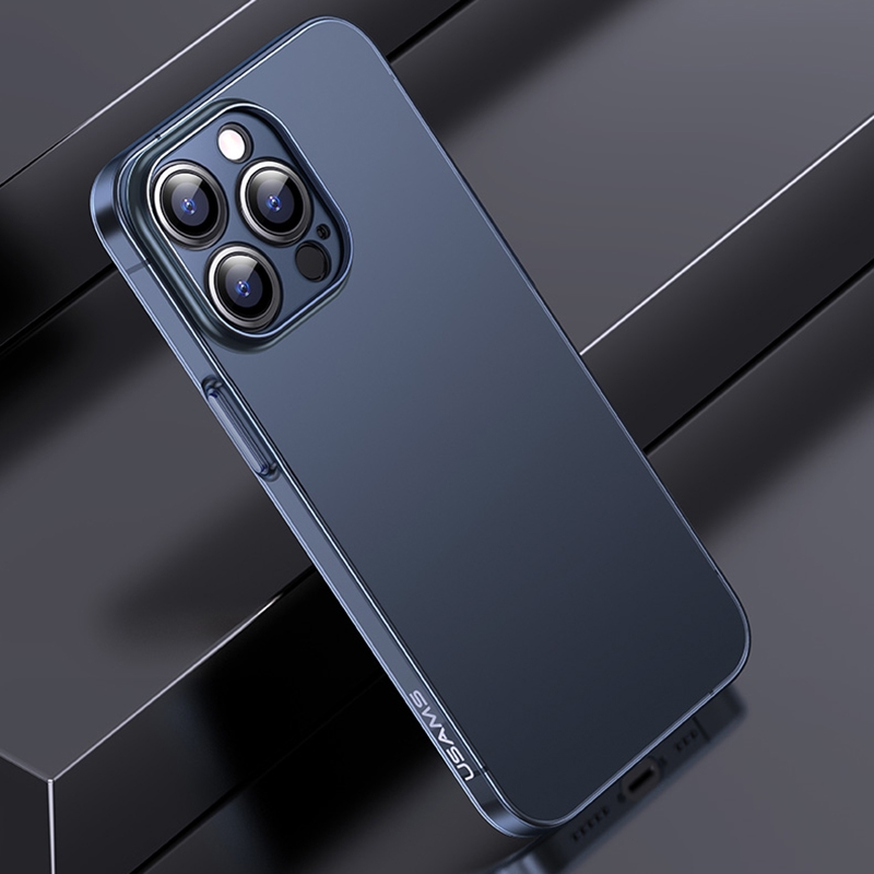 For iPhone 13 Pro Max USAMS US-BH779 Gentle Serie Ultra-thin Frosted Full Coverage Protective Case (Transparent Blue) For iPhone 13 Pro Max USAMS US-BH779 Gentle Serie Ultra-thin Frosted Full Coverage Protective Case (Transparent Blue)