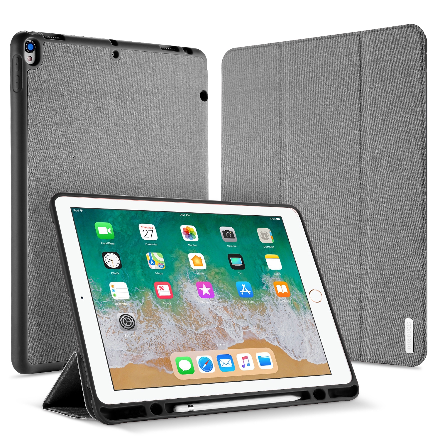 DUX DUCIS Domo Series Horizontal Flip Magnetic TPU + PU Leather Tablet Case with Three-folding Holder & Pen Slot For iPad Pro 12.9 inch 2017(Grey) DUX DUCIS Domo Series Horizontal Flip Magnetic TPU + PU Leather Tablet Case with Three-folding Holder & Pen Slot For iPad Pro 12.9 inch 2017(Grey)