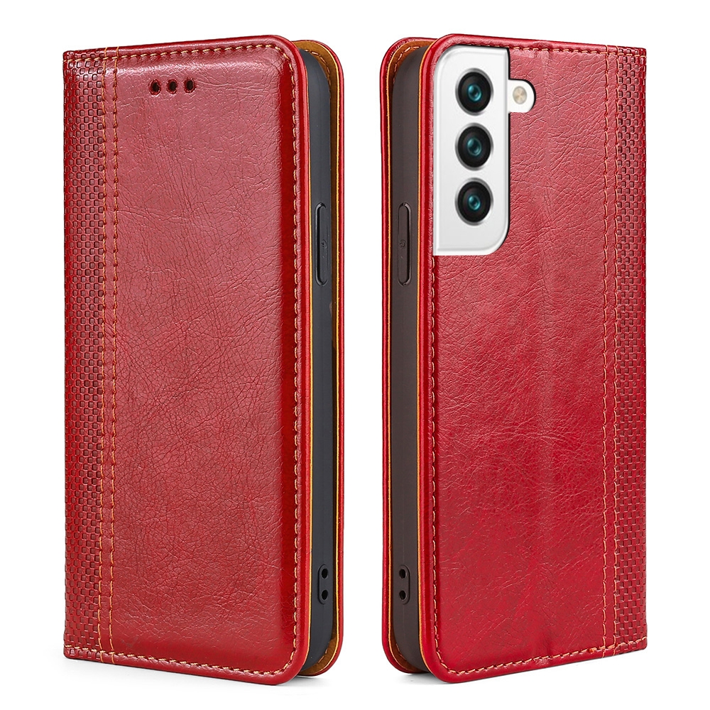 For Samsung Galaxy S22+ 5G Grid Texture Magnetic PU + TPU Horizontal Flip Leather Case with Holder & Card Slot(Red) For Samsung Galaxy S22+ 5G Grid Texture Magnetic PU + TPU Horizontal Flip Leather Case with Holder & Card Slot(Red)