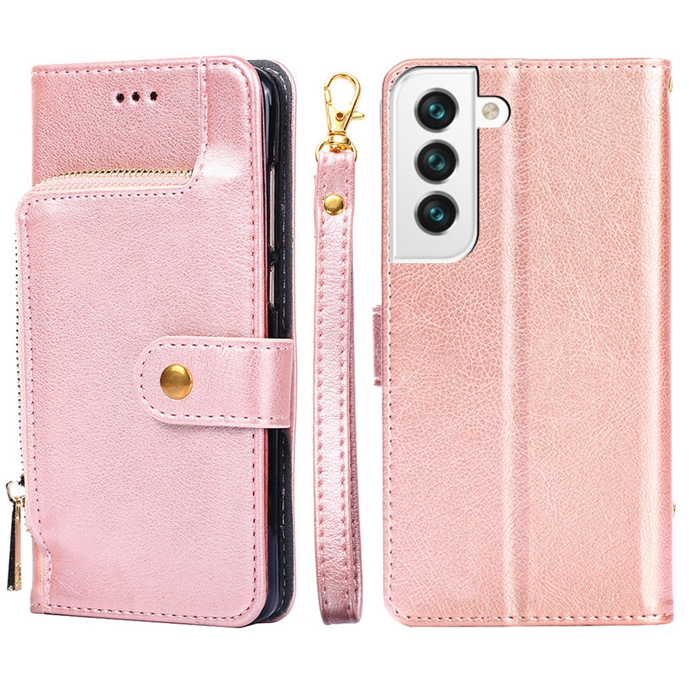 For Samsung Galaxy S22+ 5G Zipper Bag PU + TPU Horizontal Flip Leather Case with Holder & Card Slot & Wallet & Lanyard(Rose Gold) For Samsung Galaxy S22+ 5G Zipper Bag PU + TPU Horizontal Flip Leather Case with Holder & Card Slot & Wallet & Lanyard(Rose Gold)