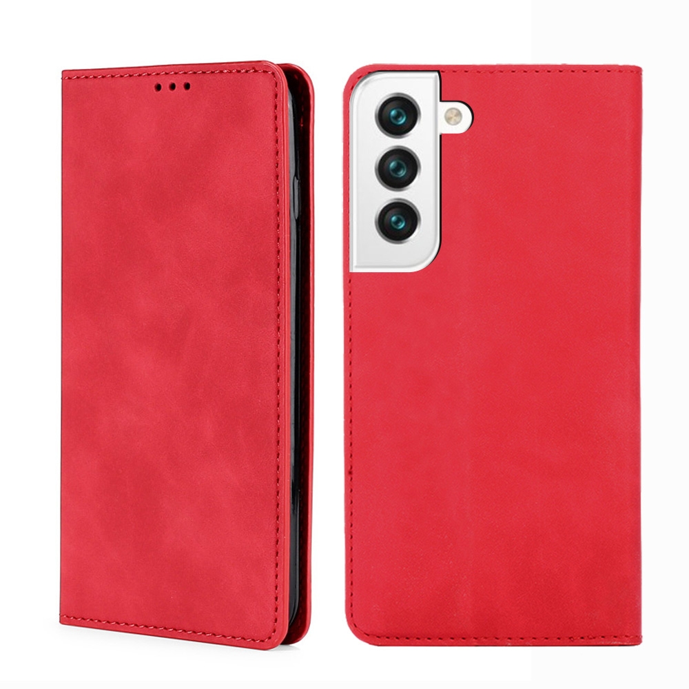 For Samaung Galaxy S22 5G Skin Feel Magnetic Horizontal Flip Leather Case with Holder & Card Slots(Red) For Samaung Galaxy S22 5G Skin Feel Magnetic Horizontal Flip Leather Case with Holder & Card Slots(Red)