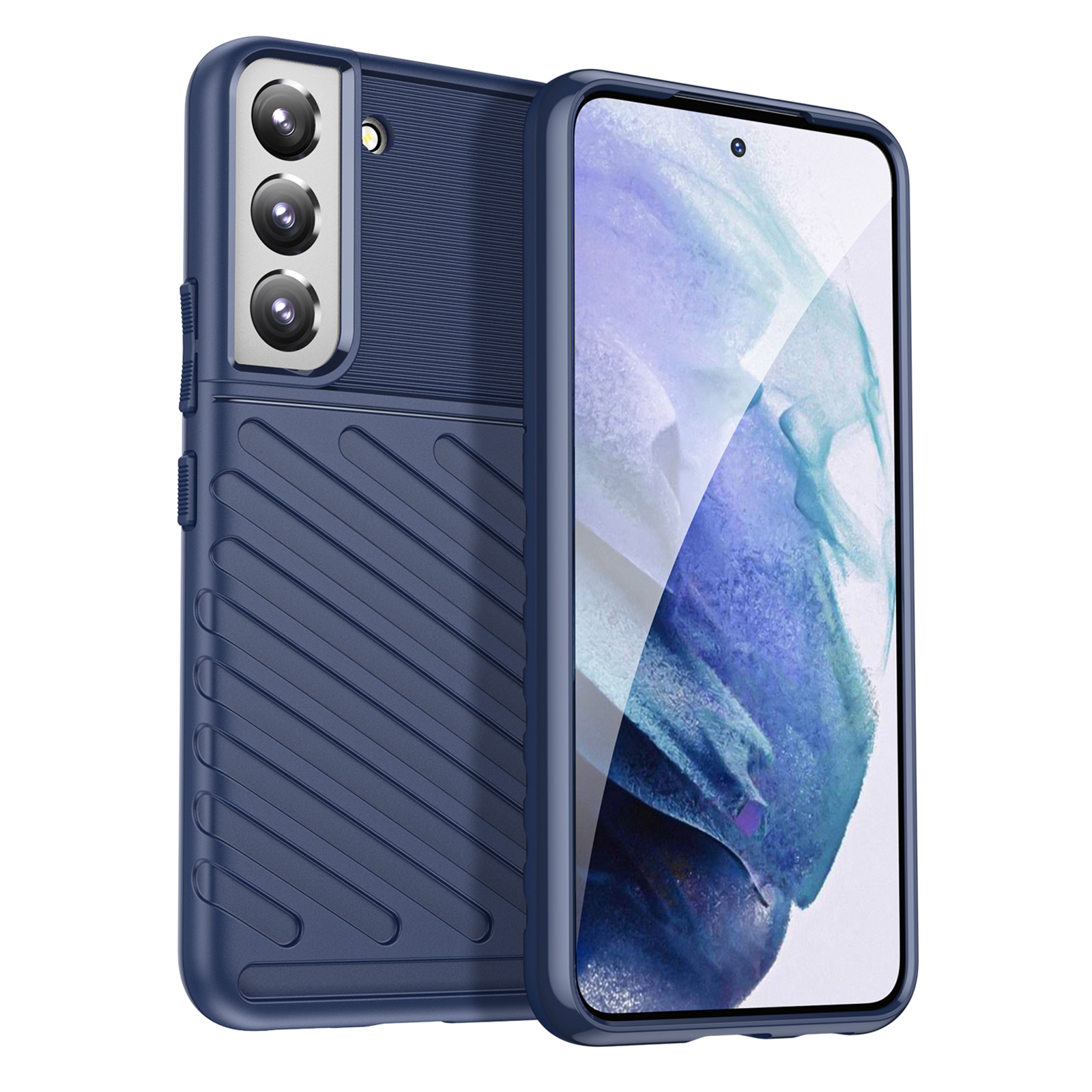 For Samsung Galaxy S22 5G Thunderbolt Shockproof TPU Protective Soft Case(Blue) For Samsung Galaxy S22 5G Thunderbolt Shockproof TPU Protective Soft Case(Blue)